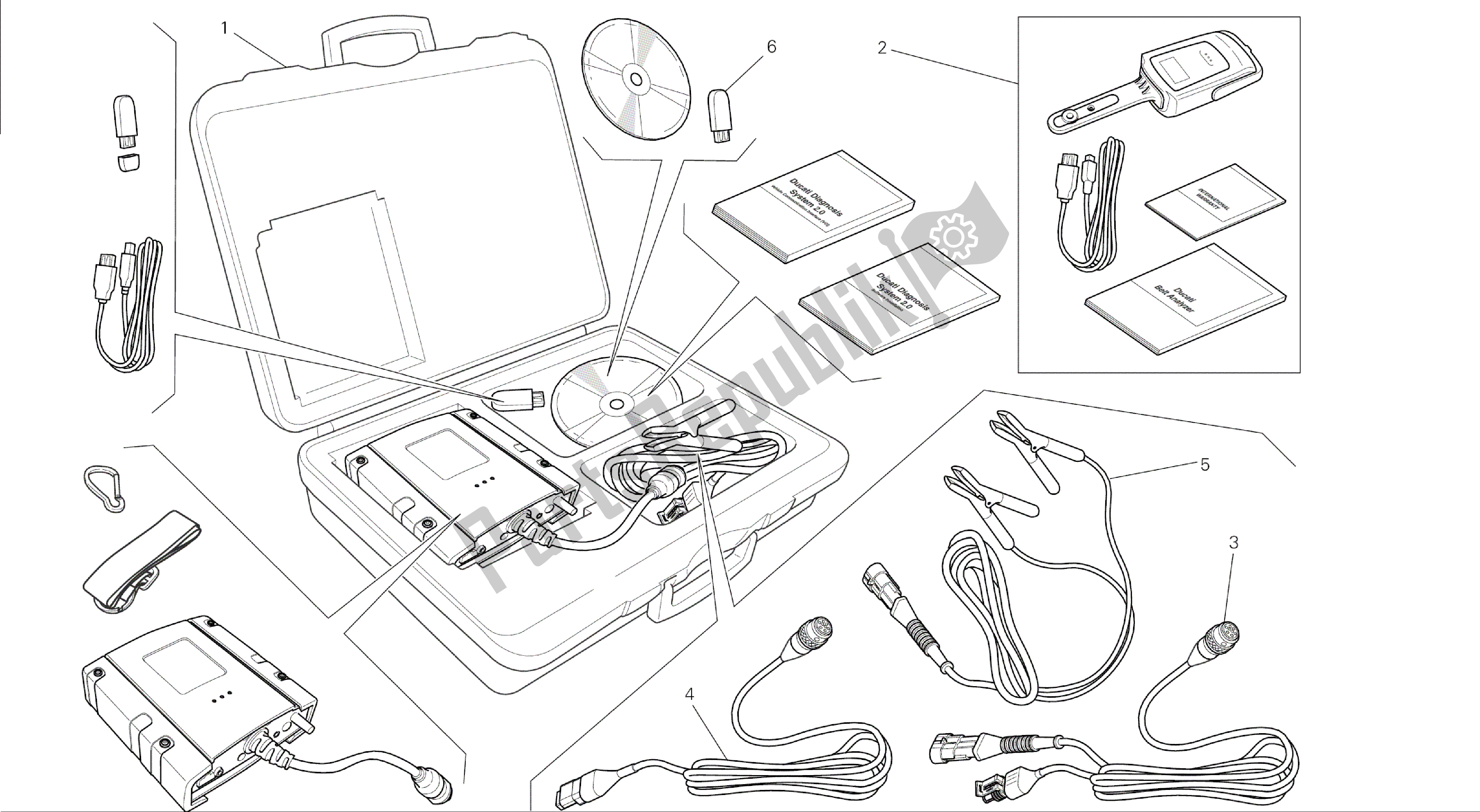 Todas las partes para Dibujo 01c - Dds (2) Tester [mod: M 1200] Herramientas De Grupo de Ducati Monster 1200 2014