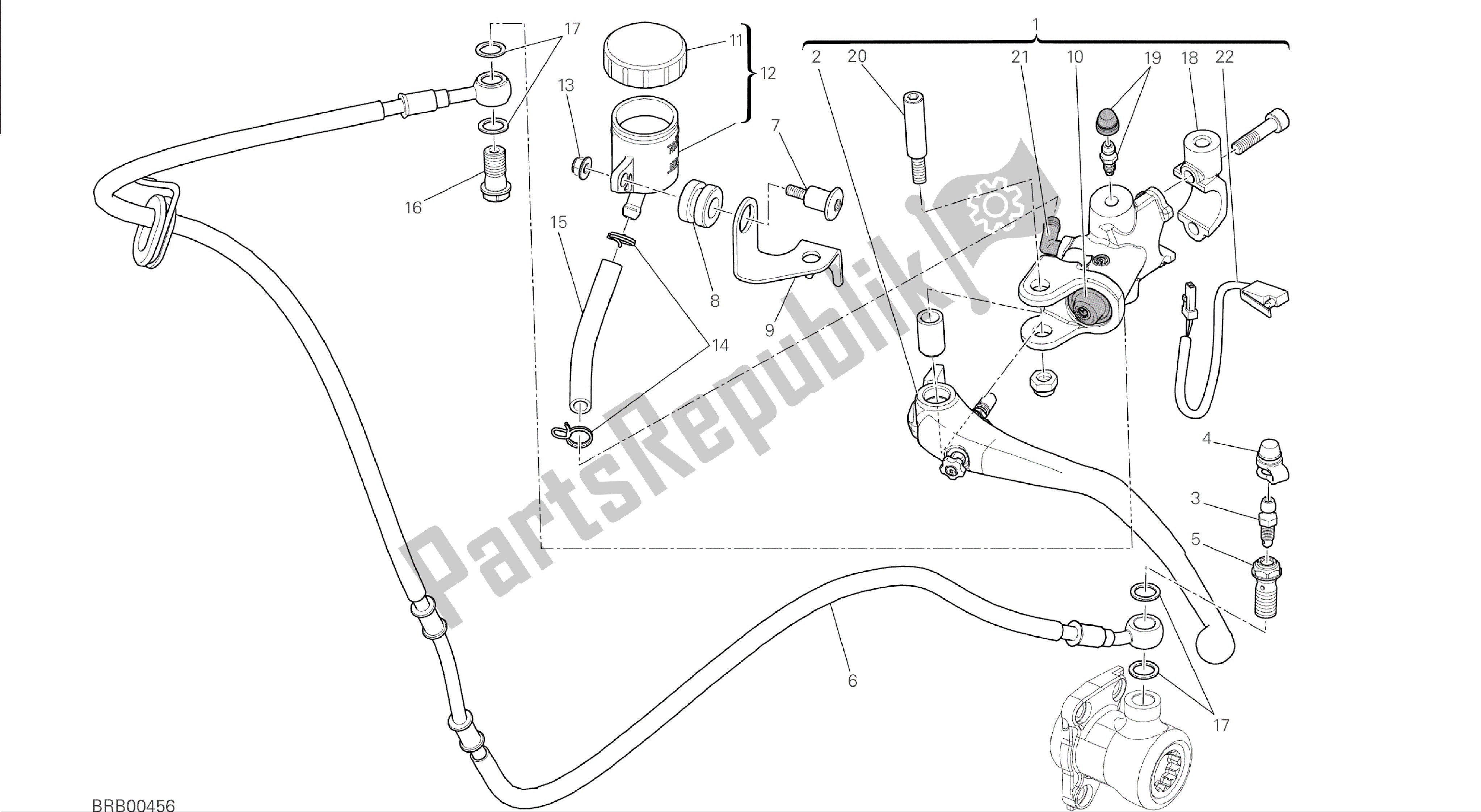 Todas las partes para Dibujo 023 - Cuadro De Grupo De Control De Embrague [mod: M 1200] de Ducati Monster 1200 2014