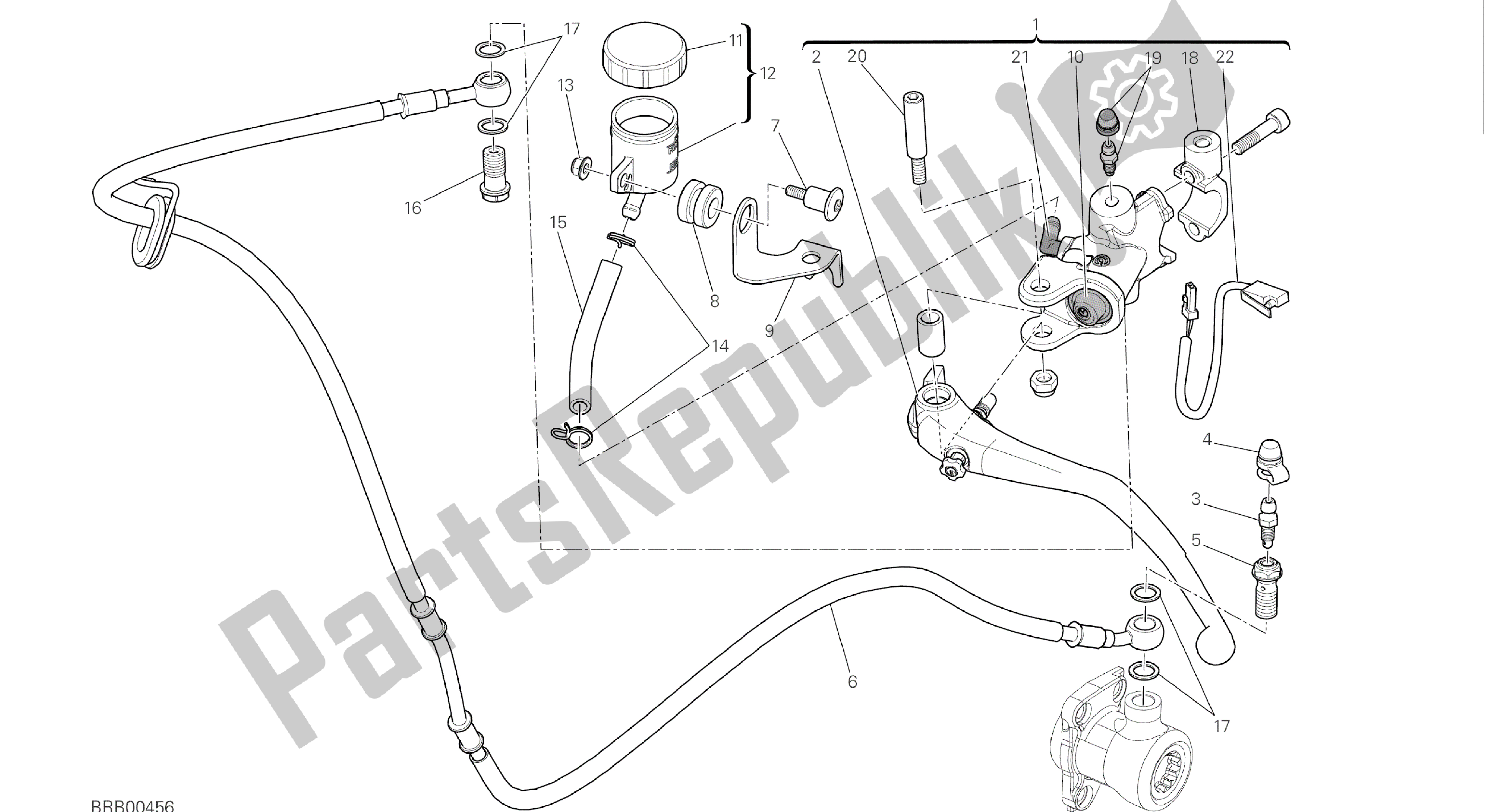Todas las partes para Dibujo 023 - Cuadro De Grupo De Control De Embrague [mod: M 1200] de Ducati Monster 1200 2016