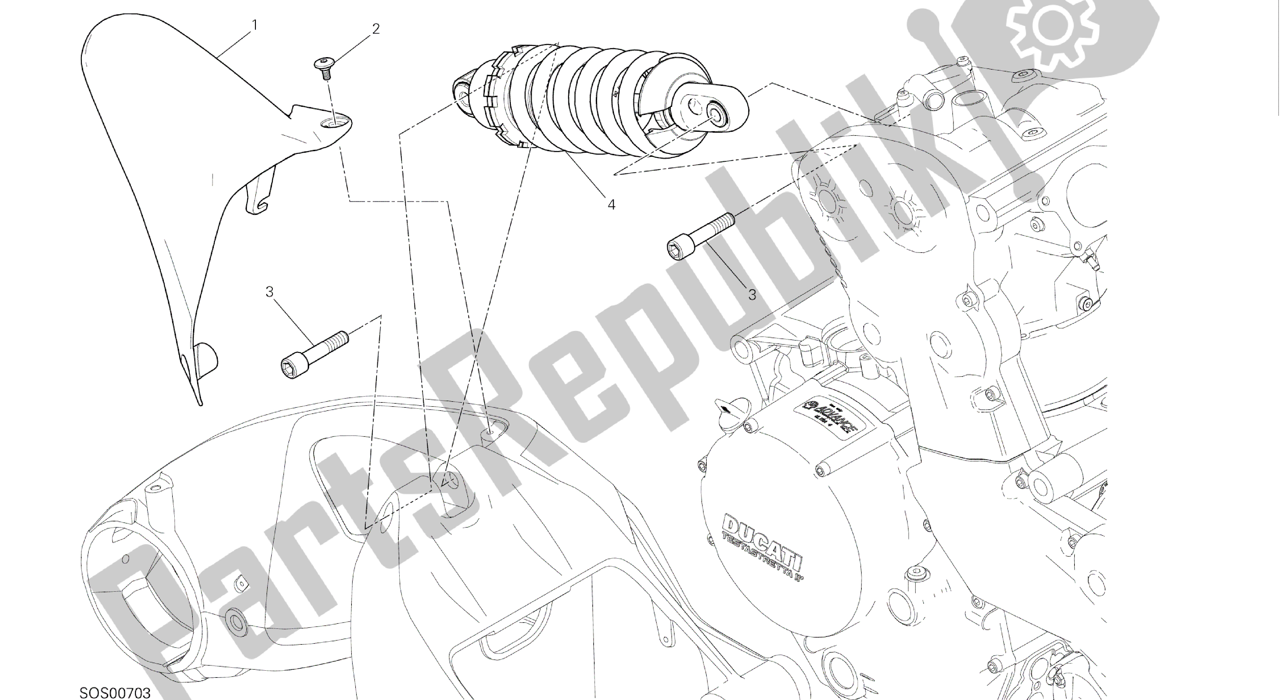 Todas las partes para Dibujo 028 - Sospensione Posteriore [mod: M1200; Xst: Sujetador, Chn, Eur, Fra, Jap, Twn] Marco De Grupo de Ducati Monster 1200 2016