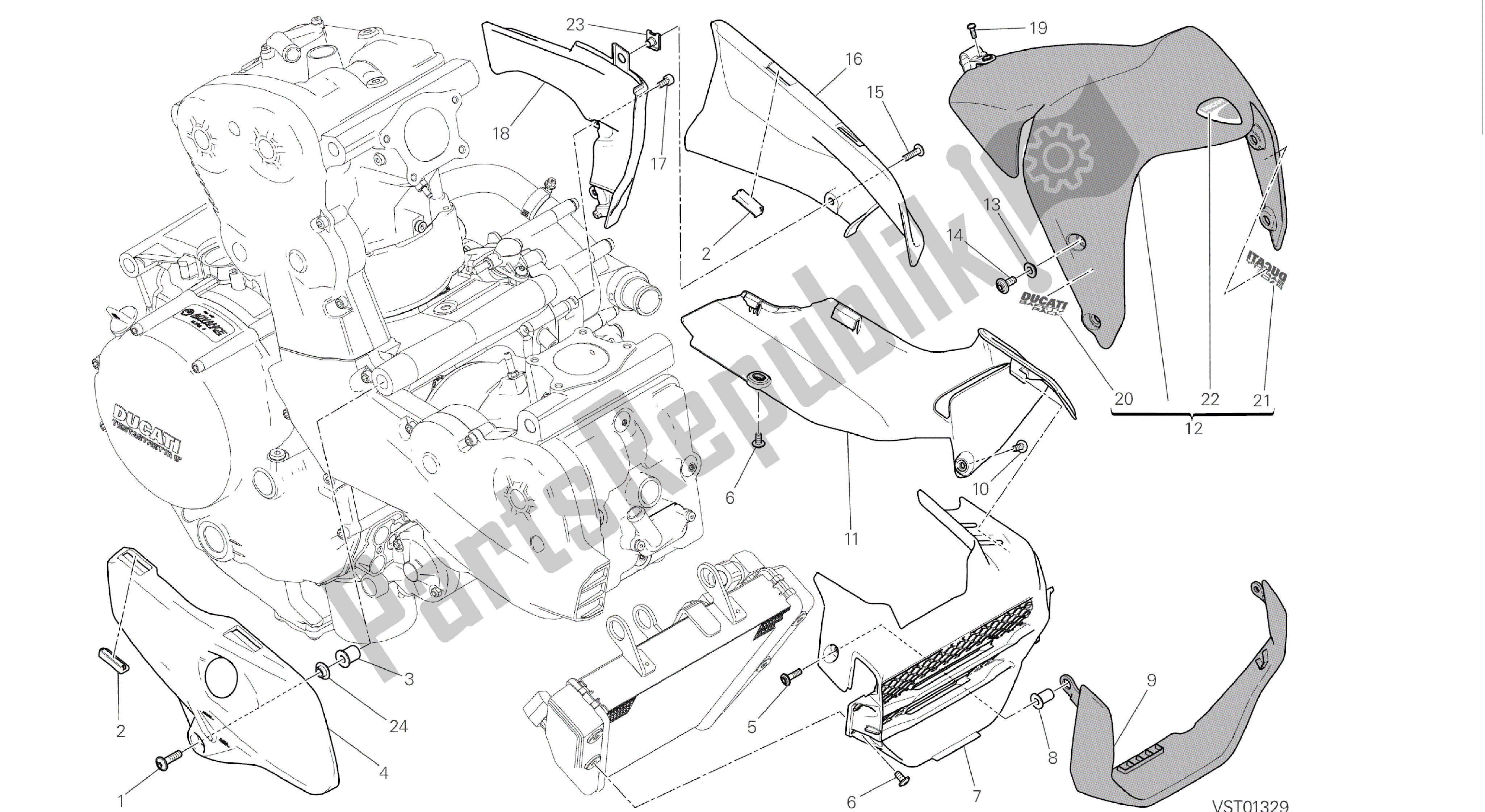 Todas las partes para Dibujo 034 - Marco De Grupo Medio Carenado [mod: M 1200] de Ducati Monster 1200 2016