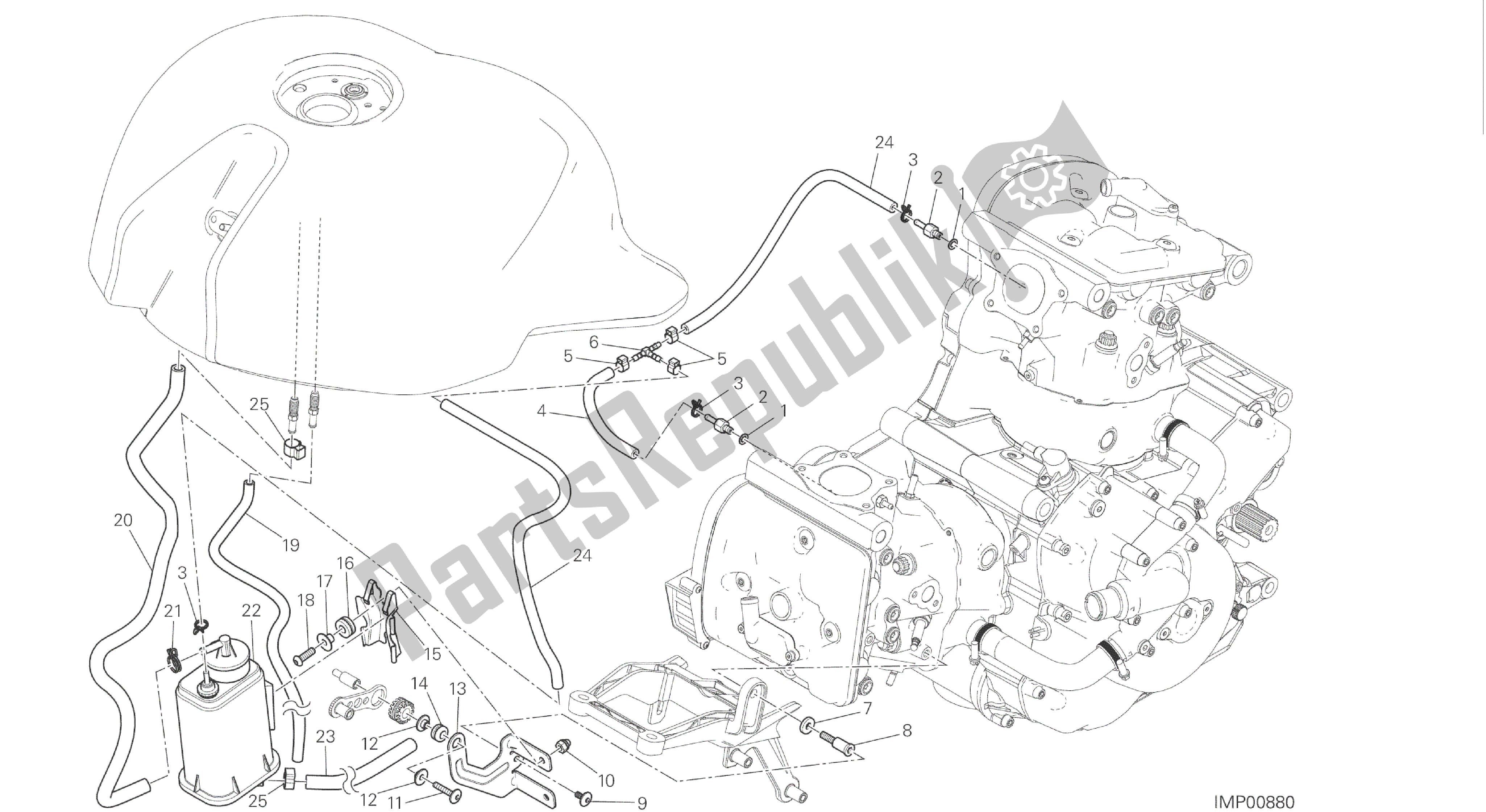 Alle onderdelen voor de Tekening 035 - Bus Voor Heteluchtpijp [mod: M 1200; Xst: Chn, Twn] Groepsframe van de Ducati Monster 1200 2016