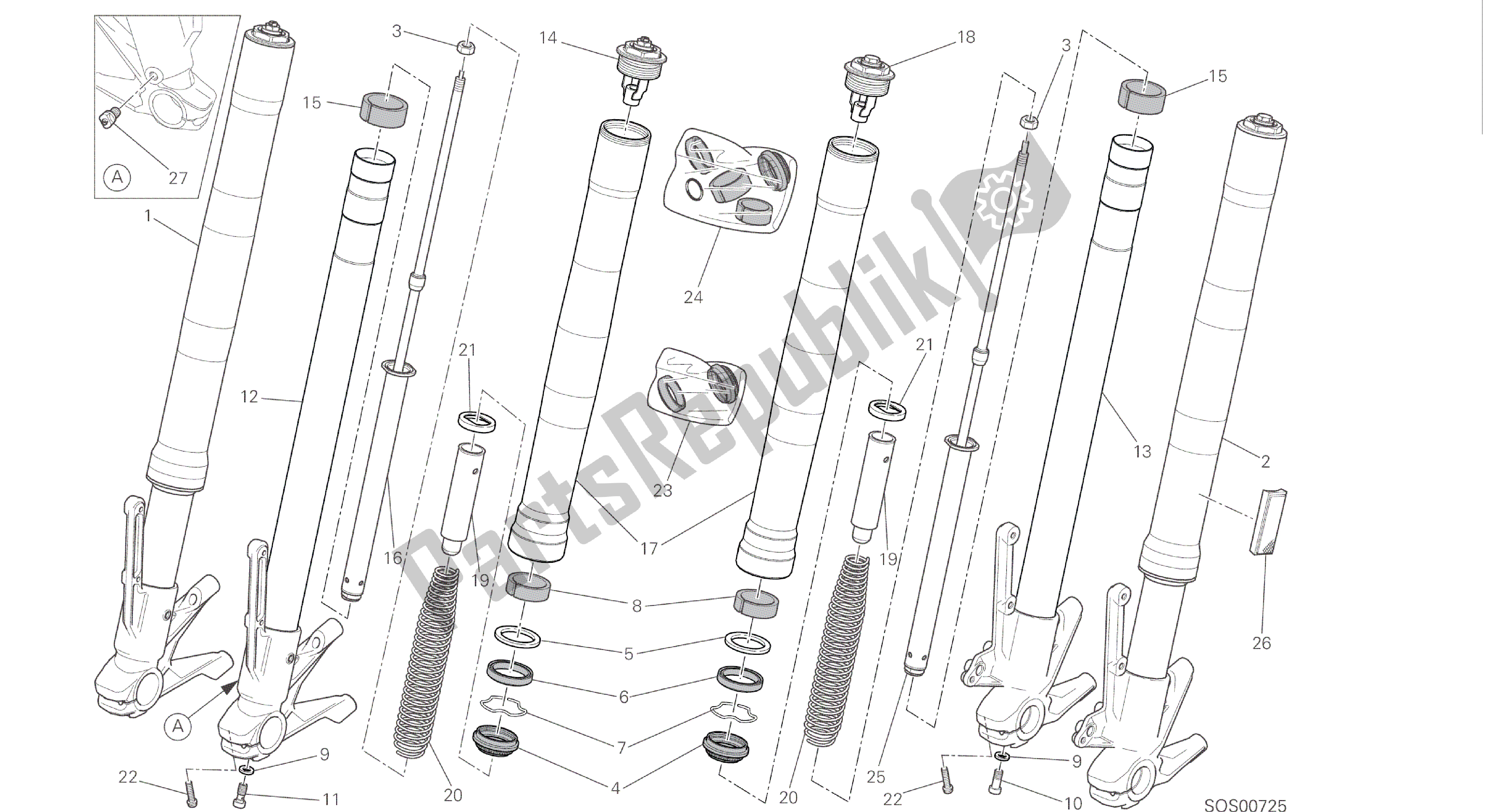 Todas las partes para Dibujo 21a - Horquilla Delantera [mod: M 1200; Xst: Chn] Cuadro De Grupo de Ducati Monster 1200 2016
