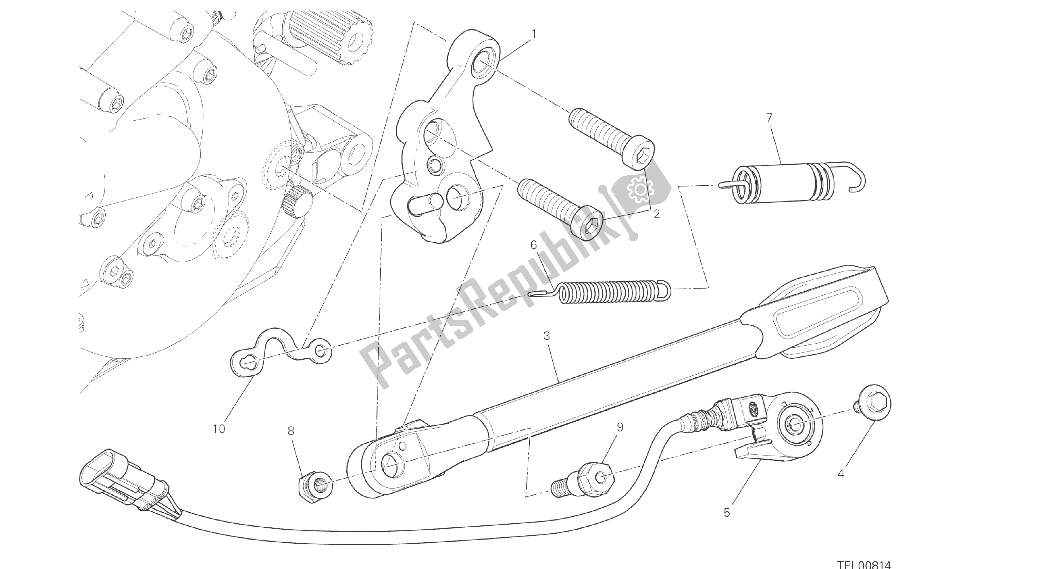 Alle onderdelen voor de Tekening 22a - Zijstandaard [mod: M 1200] Groepsframe van de Ducati Monster 1200 2016