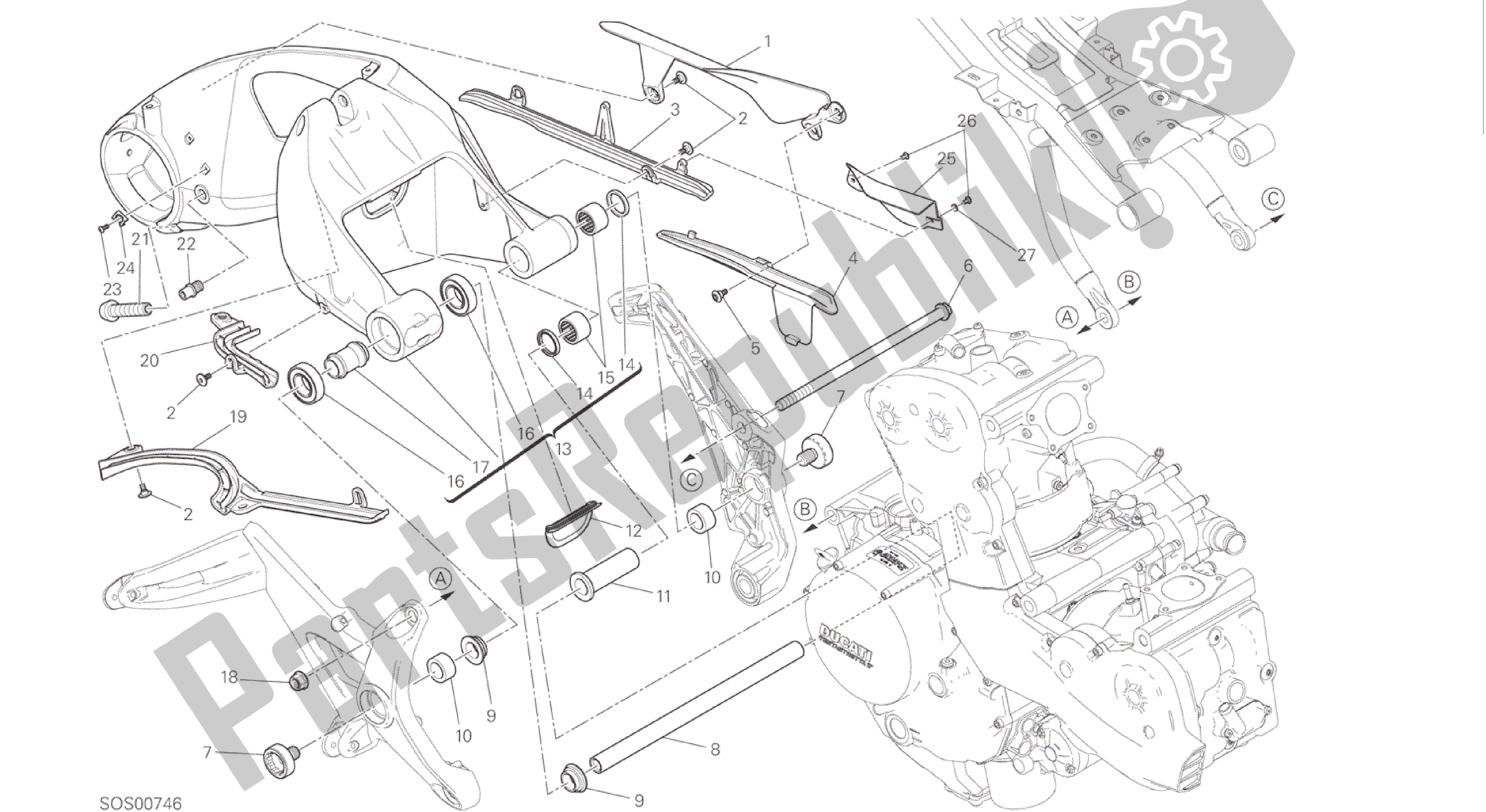 Wszystkie części do Rysunek 28a - Forcellone Posteriore [mod: M 1200; Xst: Aus] Ramka Grupowa Ducati Monster 1200 2016