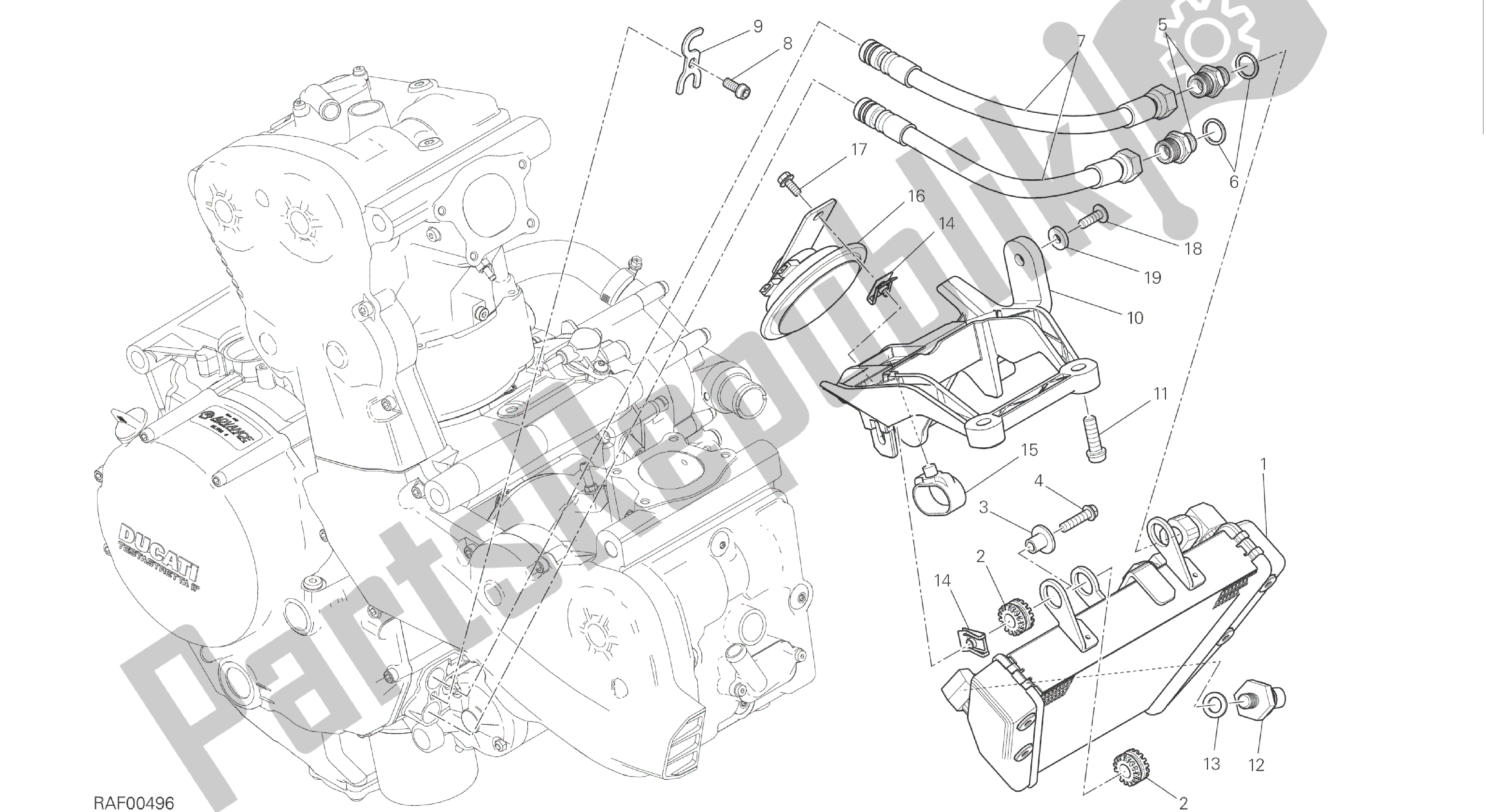 Todas las partes para Dibujo 016 - Marco De Grupo Enfriador De Aceite [mod: M 1200] de Ducati Monster 1200 2016