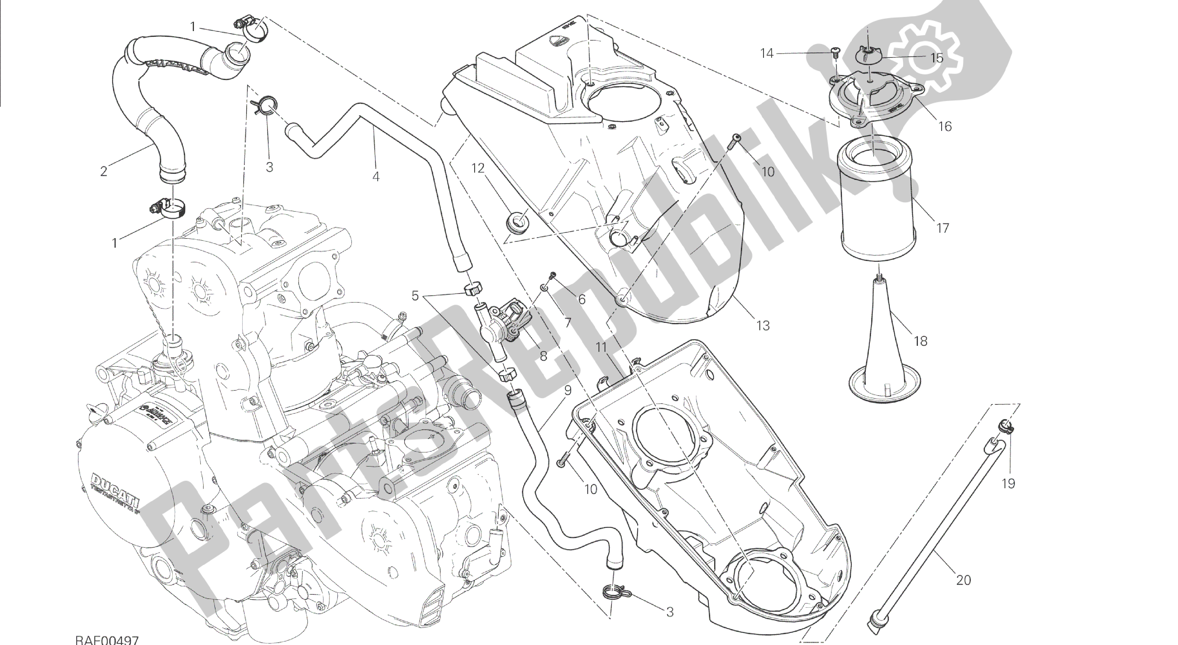 Todas las partes para Dibujo 029 - Toma De Aire - Respiradero De Aceite [mod: M 1200s] Bastidor De Grupo de Ducati Monster S 1200 2014