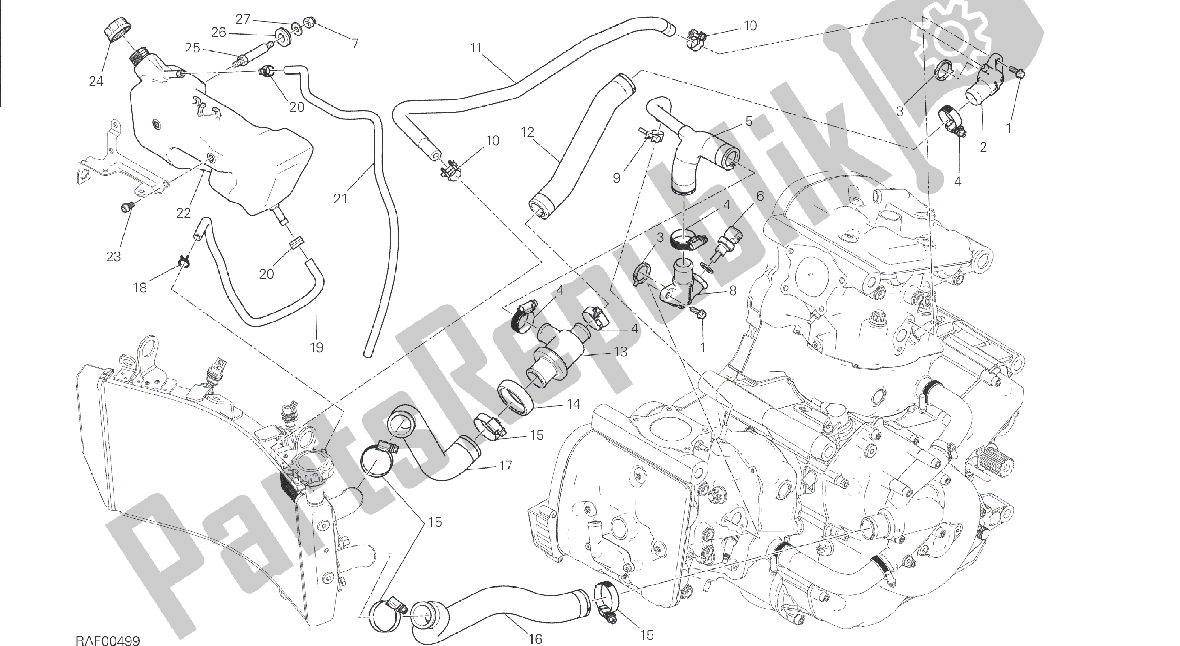 Todas las partes para Dibujo 031 - Sistema De Enfriamiento [mod: M 1200s] Marco De Grupo de Ducati Monster S 1200 2014