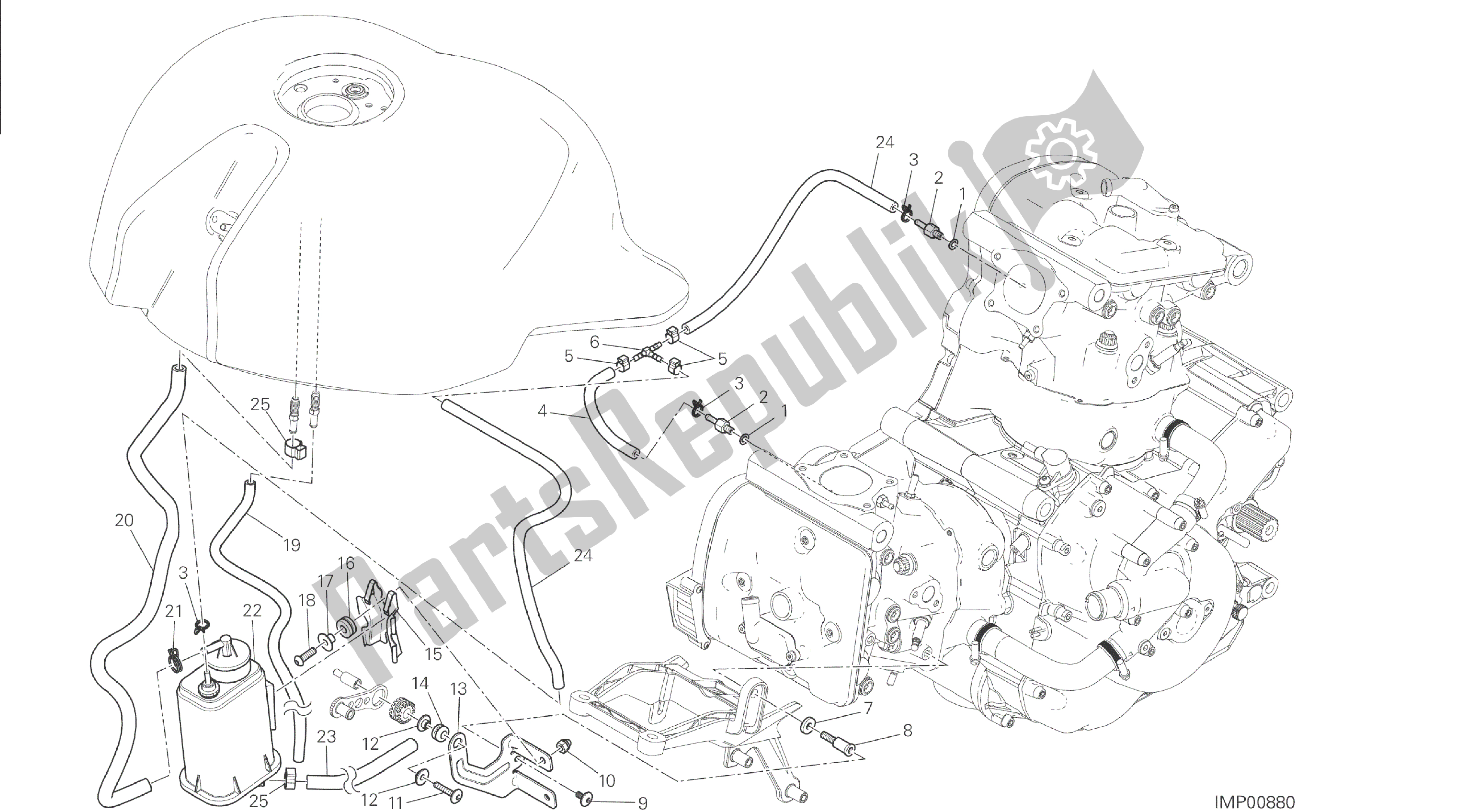 Todas las partes para Dibujo 035 - Recipiente De Tubería De Aire Caliente [mod: M 1200s; Xst: Chn] Marco De Grupo de Ducati Monster S 1200 2014