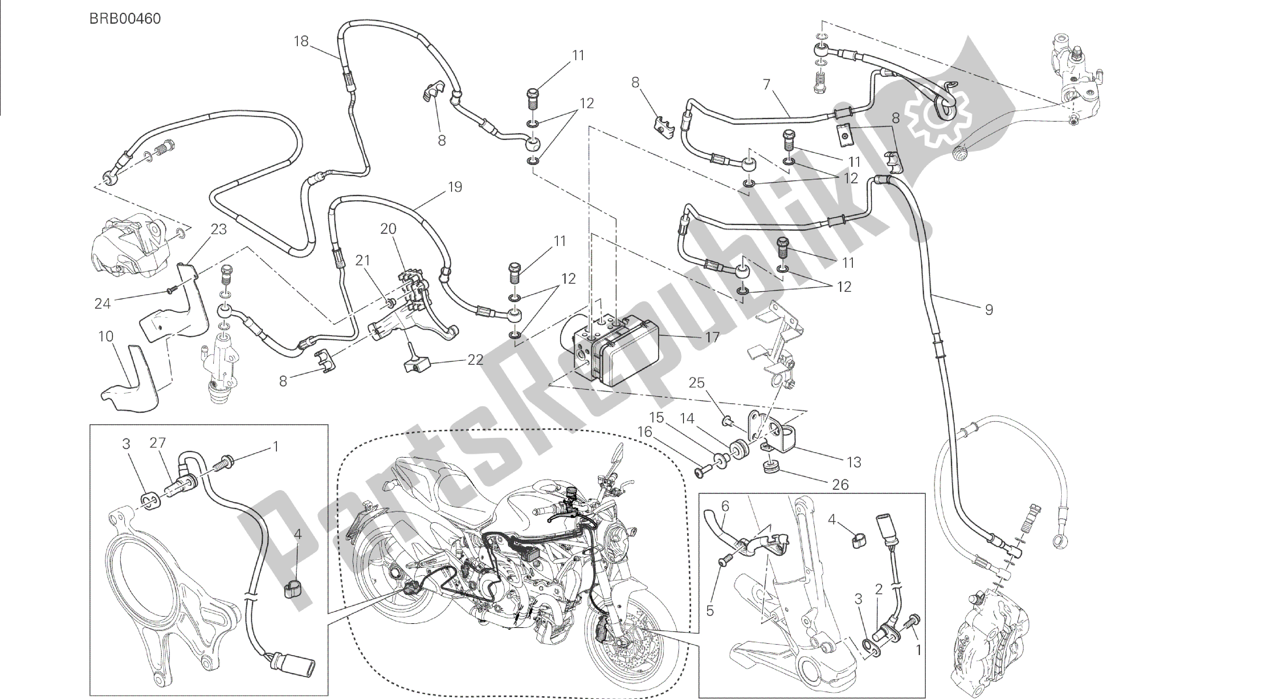 Todas las partes para Dibujo 24a - Sistema De Frenos Antibloqueo (abs) [mod: M 1200s] Cuadro De Grupo de Ducati Monster S 1200 2014