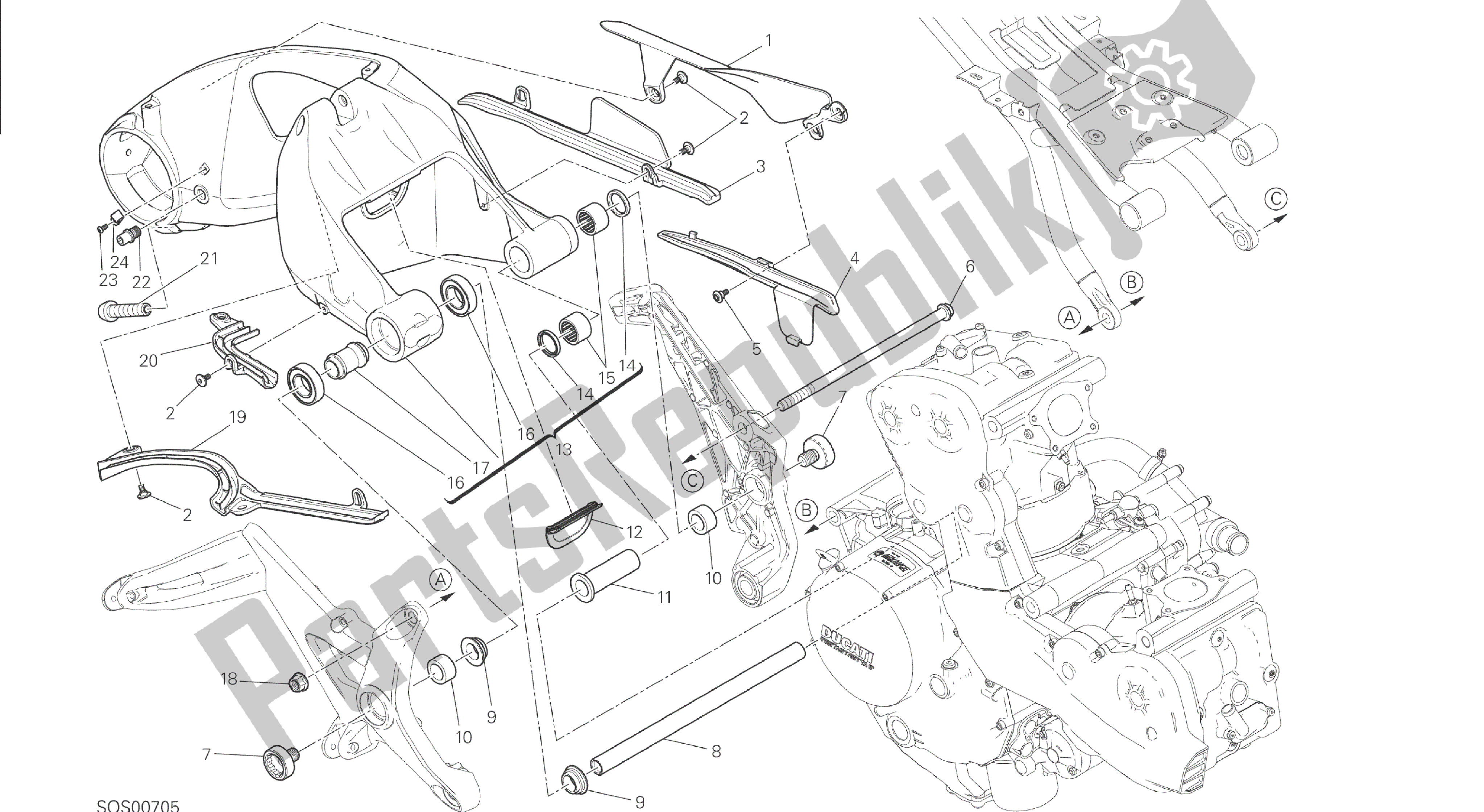 Alle onderdelen voor de Tekening 28a - Forcellone Posteriore [mod: M 1200s] Groepsframe van de Ducati Monster S 1200 2014