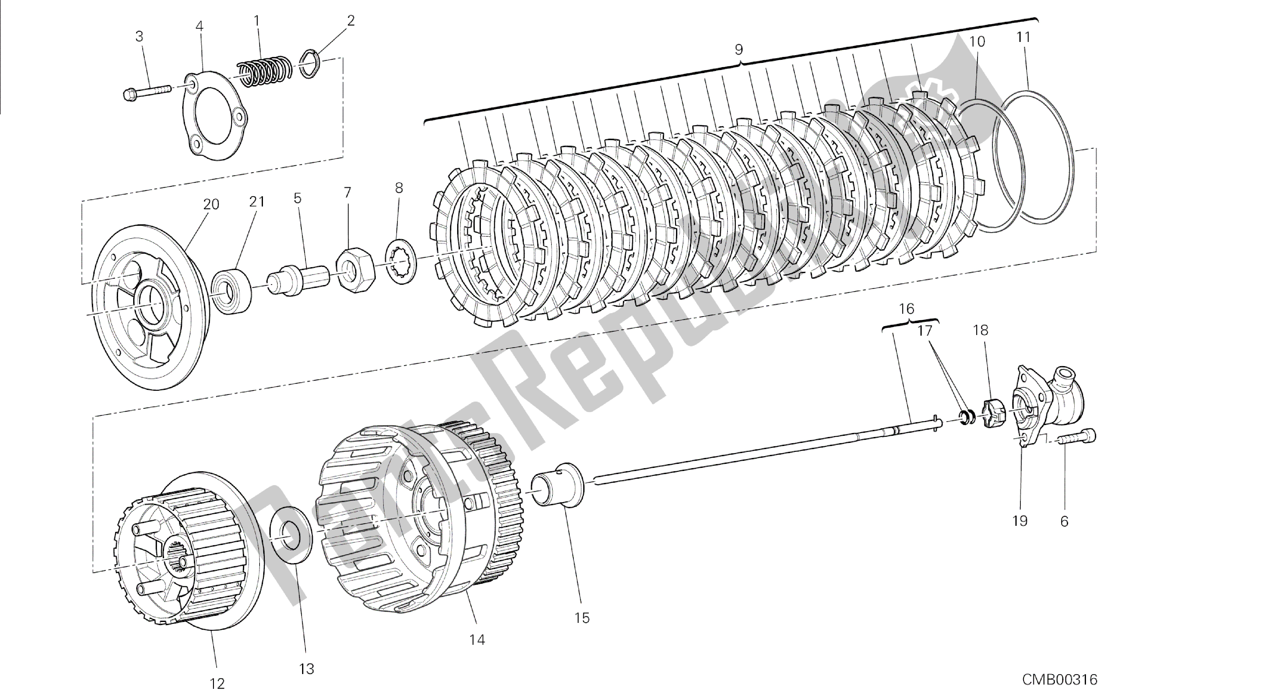 Alle onderdelen voor de Tekening 004 - Koppeling [mod: M 1200s] Groepsmotor van de Ducati Monster S 1200 2014