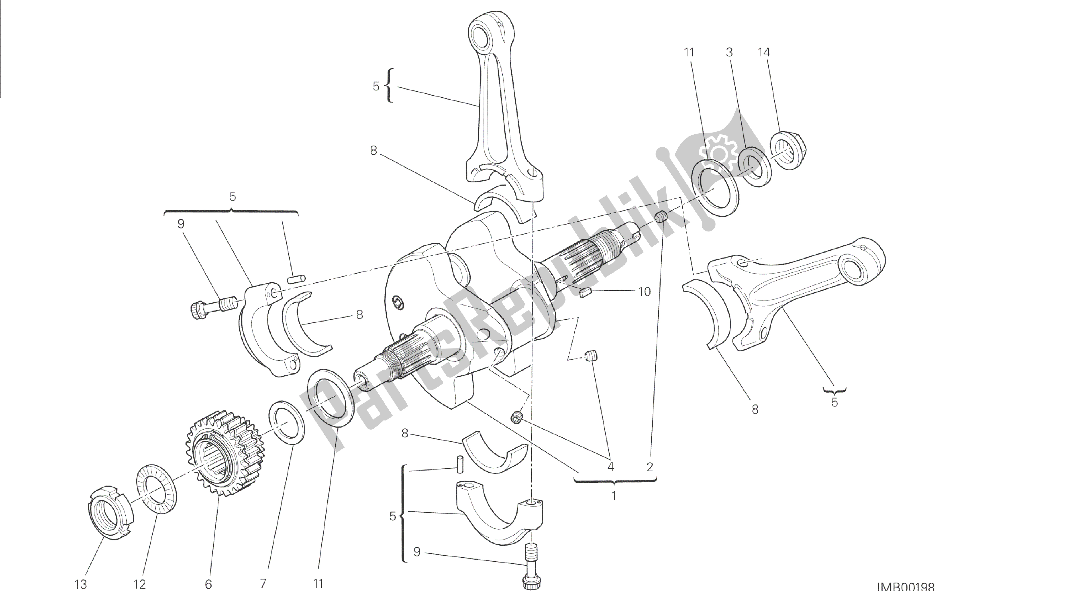 Todas las partes para Dibujo 006 - Motor De Grupo De Bielas [mod: M 1200s] de Ducati Monster S 1200 2014