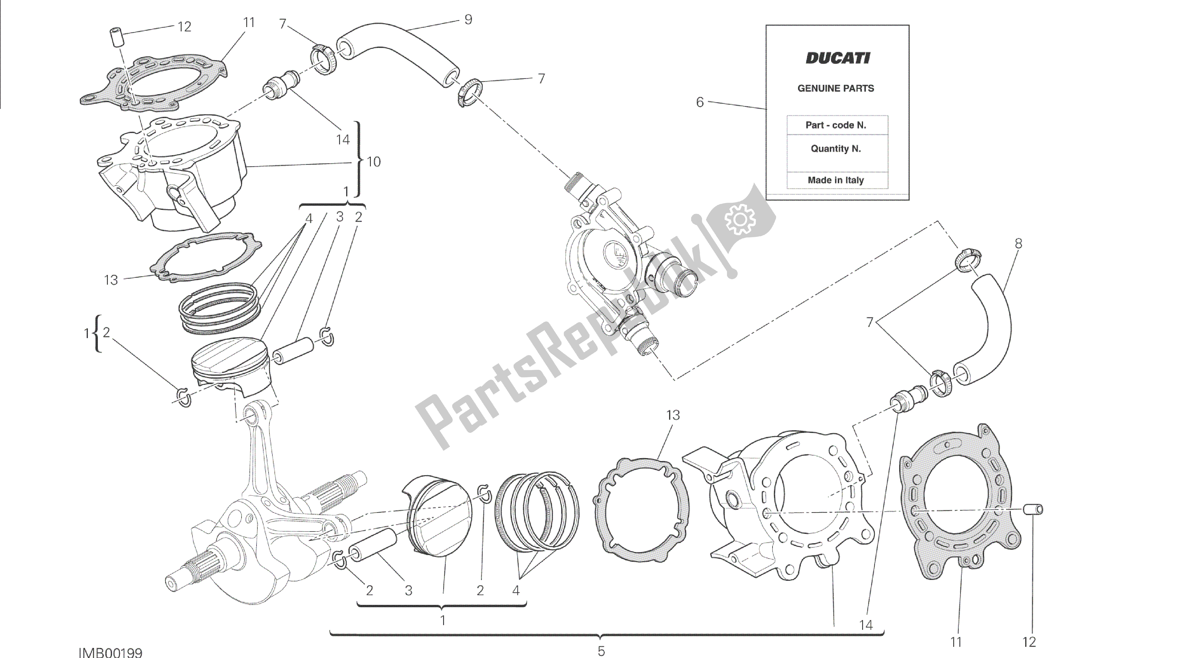 Alle onderdelen voor de Tekening 007 - Cilinders - Zuigers [mod: M 1200s] Groepsmotor van de Ducati Monster S 1200 2014