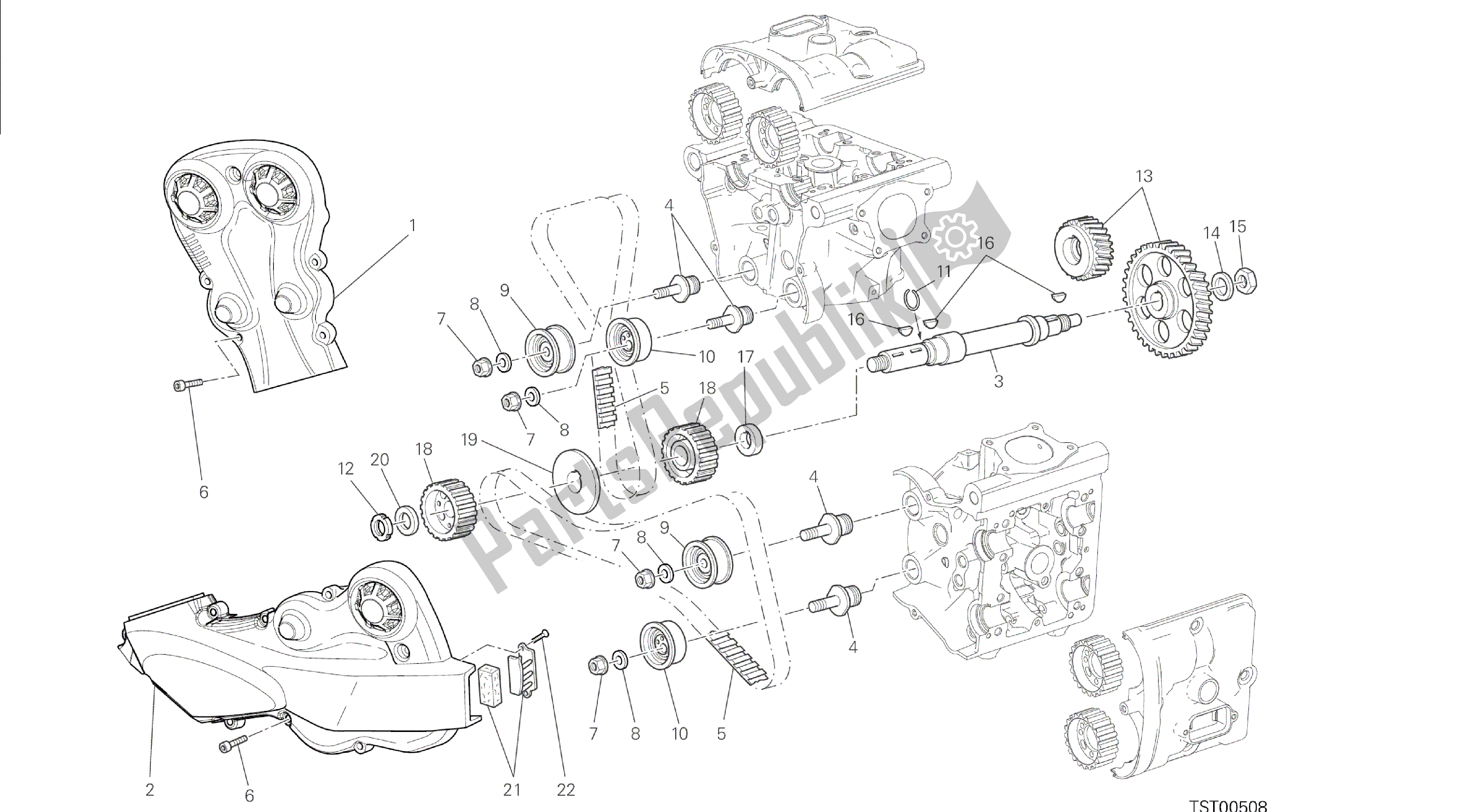 Alle onderdelen voor de Tekening 008 - Distribuzione [mod: M 1200s] Groep Engine van de Ducati Monster S 1200 2014