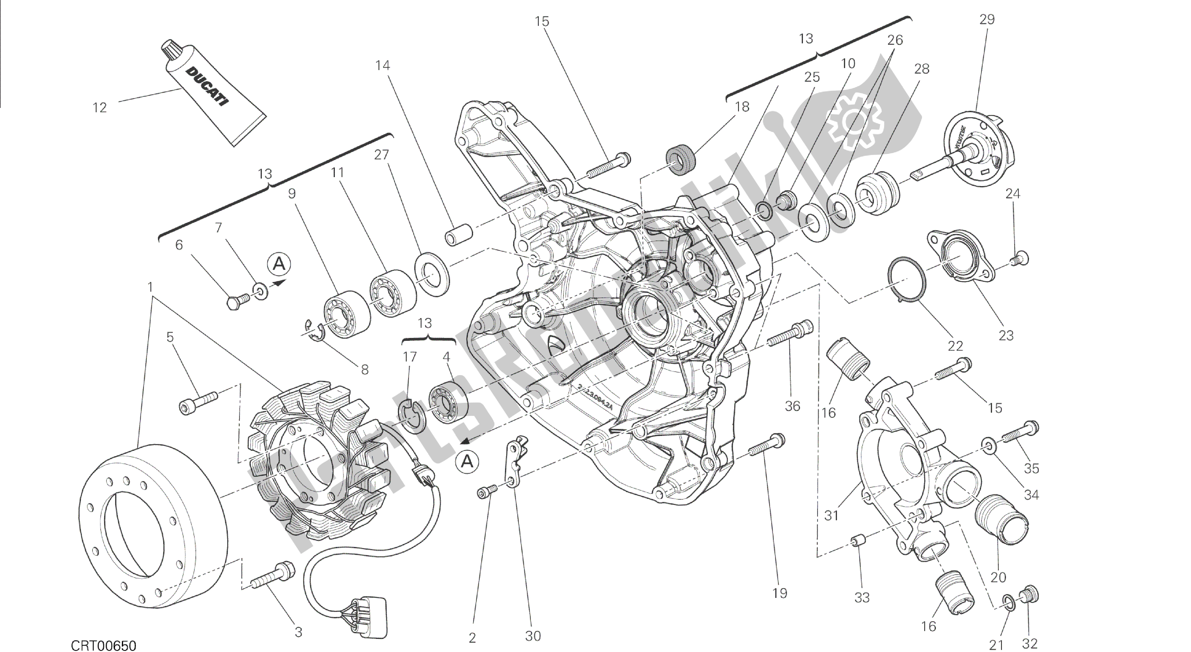 Alle onderdelen voor de Tekening 011 - Waterpomp-altr-zijde Crnkcse Deksel [mod: M 1200s] Groepsmotor van de Ducati Monster S 1200 2014