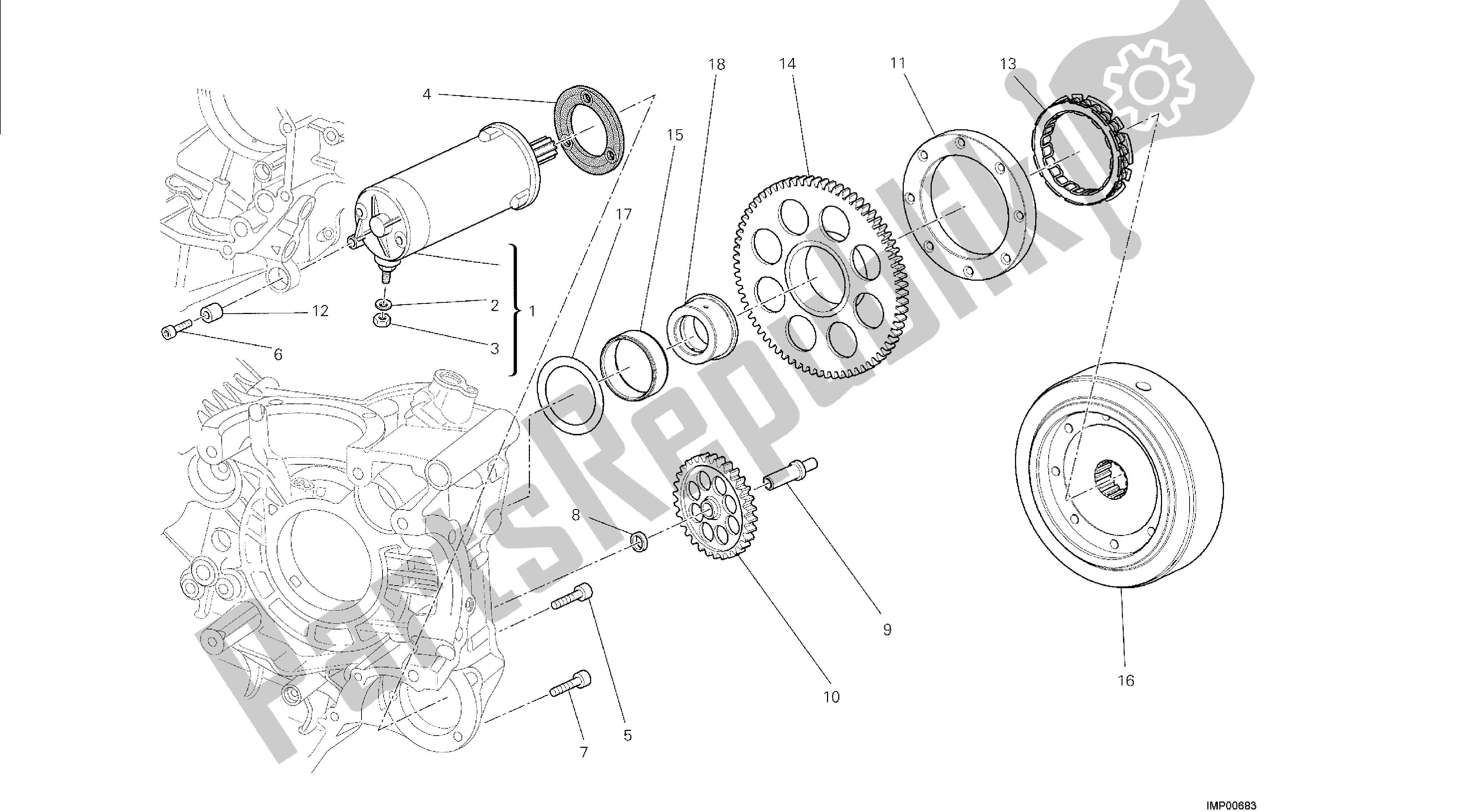 Alle onderdelen voor de Tekening 012 - Elektrisch Starten En Ontsteken [mod: M 1200s] Groepsmotor van de Ducati Monster S 1200 2014