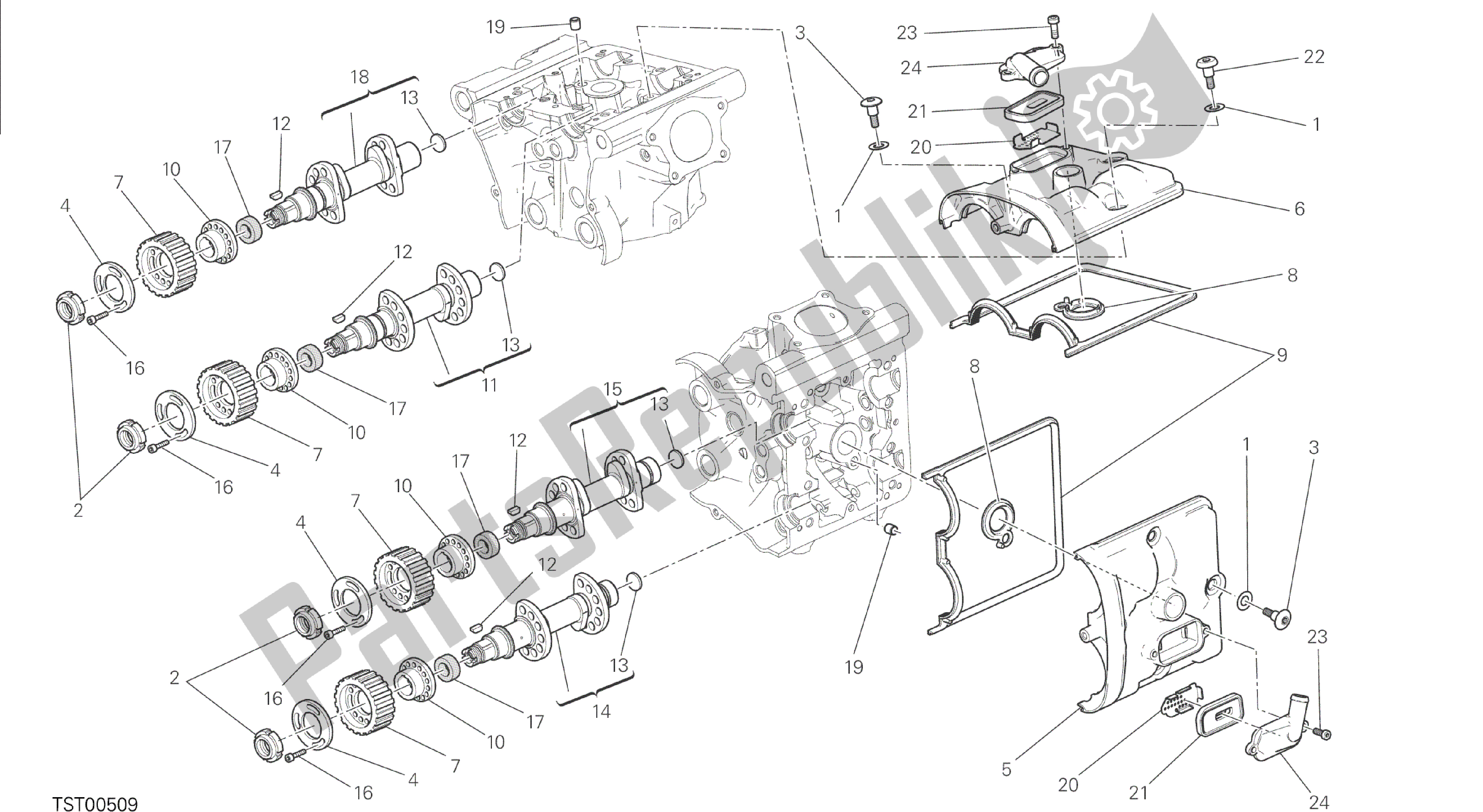 Todas las partes para Dibujo 013 - Motor De Grupo Del árbol De Levas [mod: M 1200s] de Ducati Monster S 1200 2014