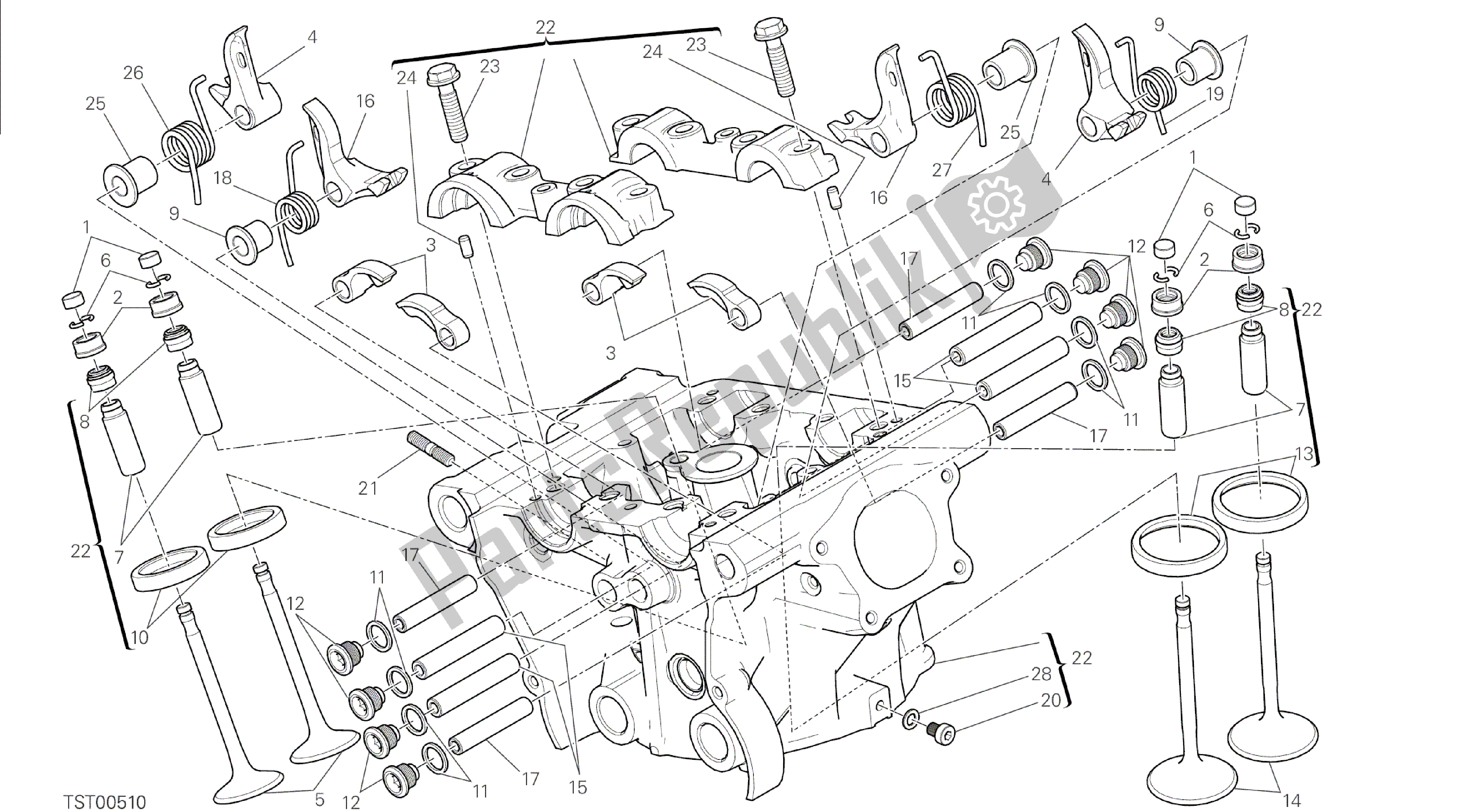 Alle onderdelen voor de Tekening 014 - Verticale Kop [mod: M 1200s] Groepsmotor van de Ducati Monster S 1200 2014