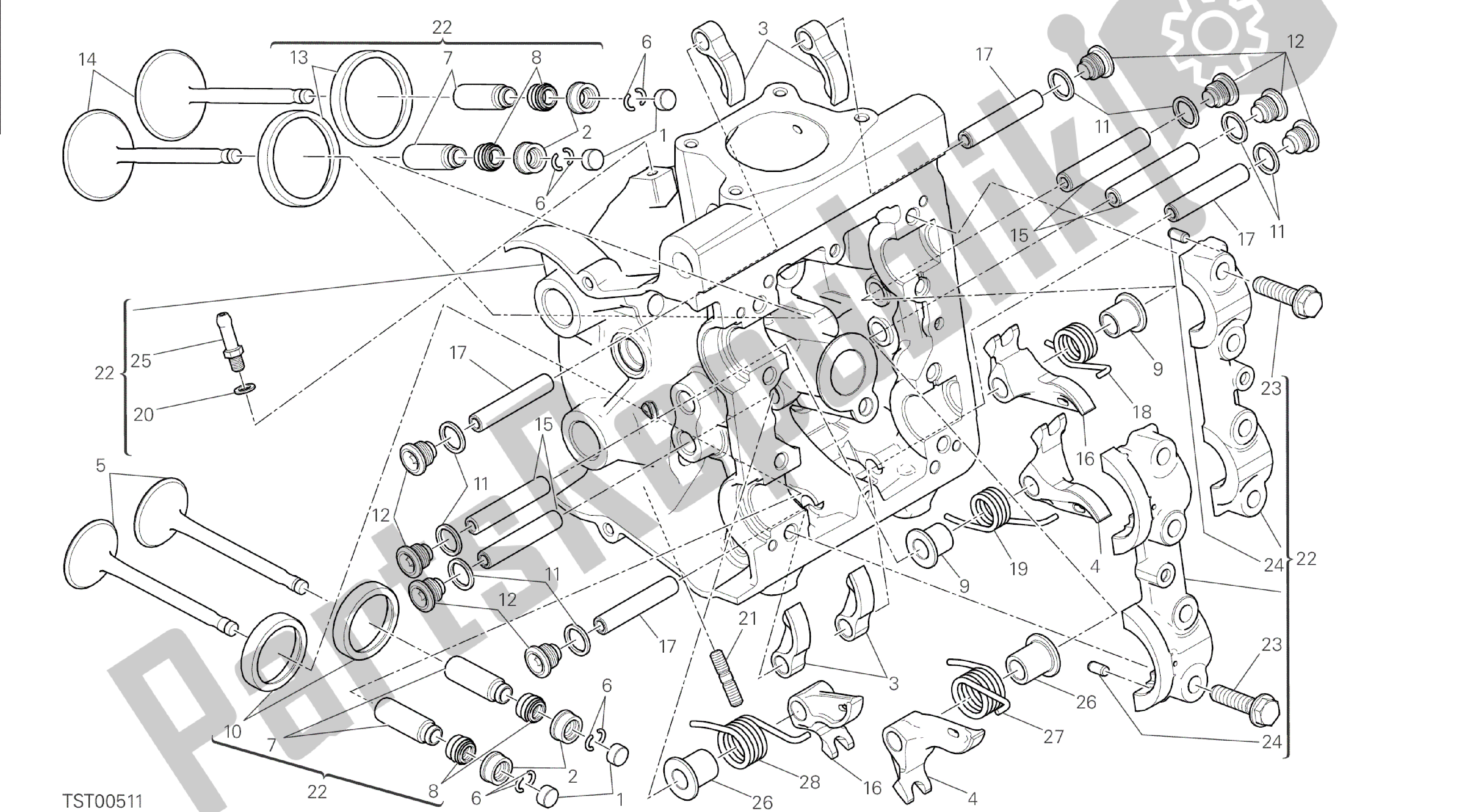 Todas las partes para Dibujo 015 - Motor De Grupo Cabeza Horizontal [mod: M 1200s] de Ducati Monster S 1200 2014
