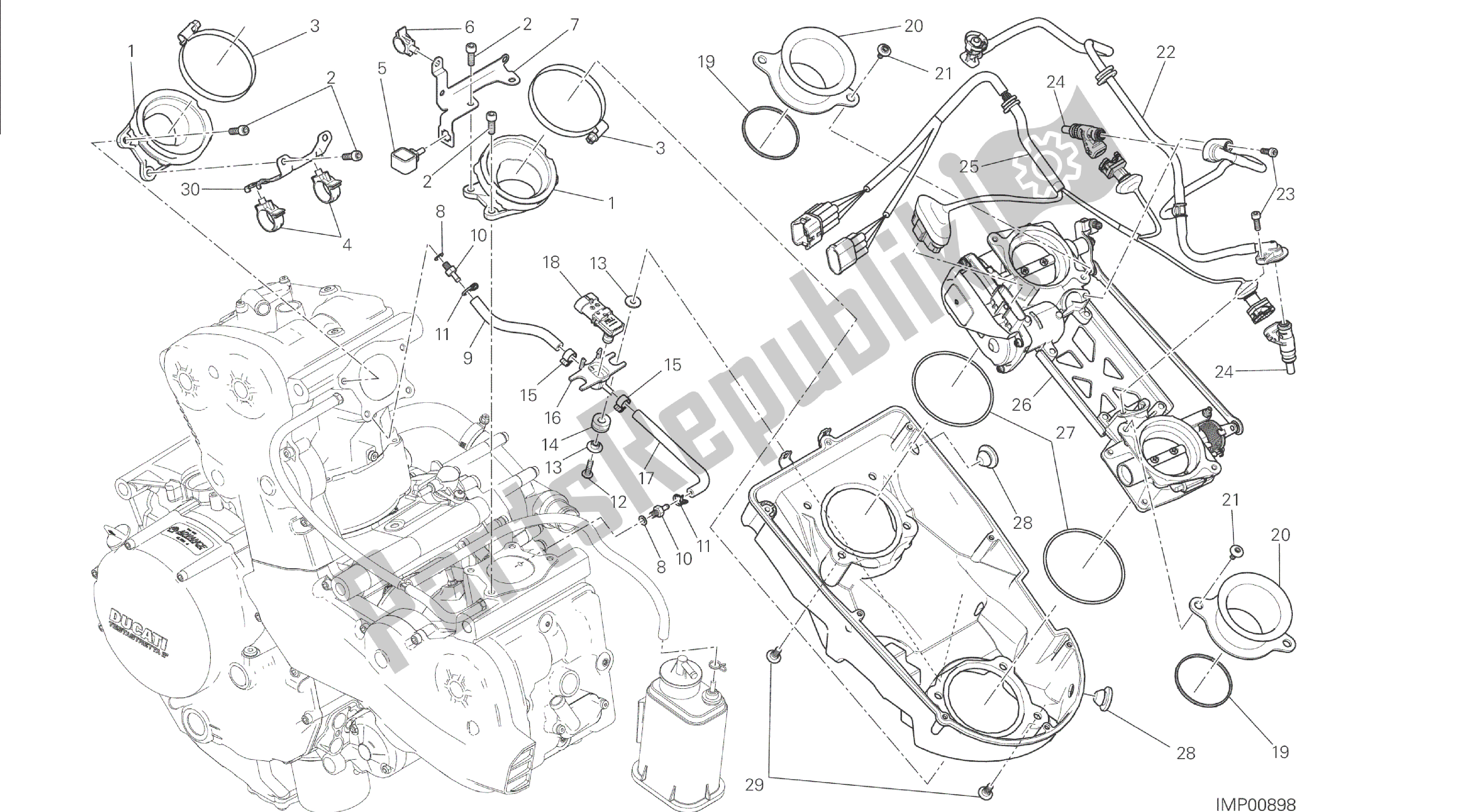All parts for the Drawing 017 - Throttle Body [mod:m 1200s;xst:chn]group Frame of the Ducati Monster S 1200 2014