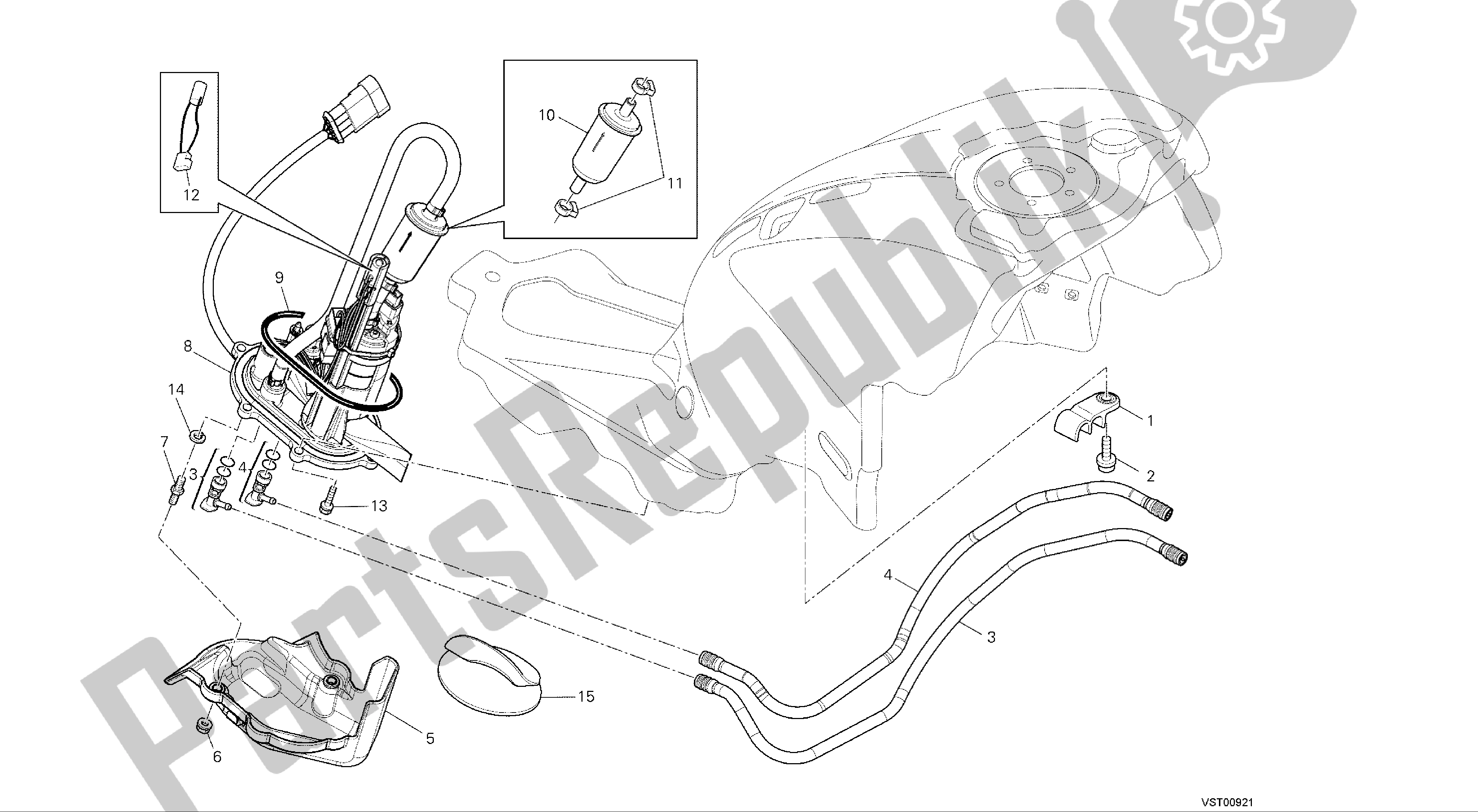 Todas las partes para Dibujo 036 - Bomba De Combustible [mod: M696 Abs, M696 + Abs; Xst: Aus, Eur, Jap] Fotograma De Grupo de Ducati Monster ABS 696 2014