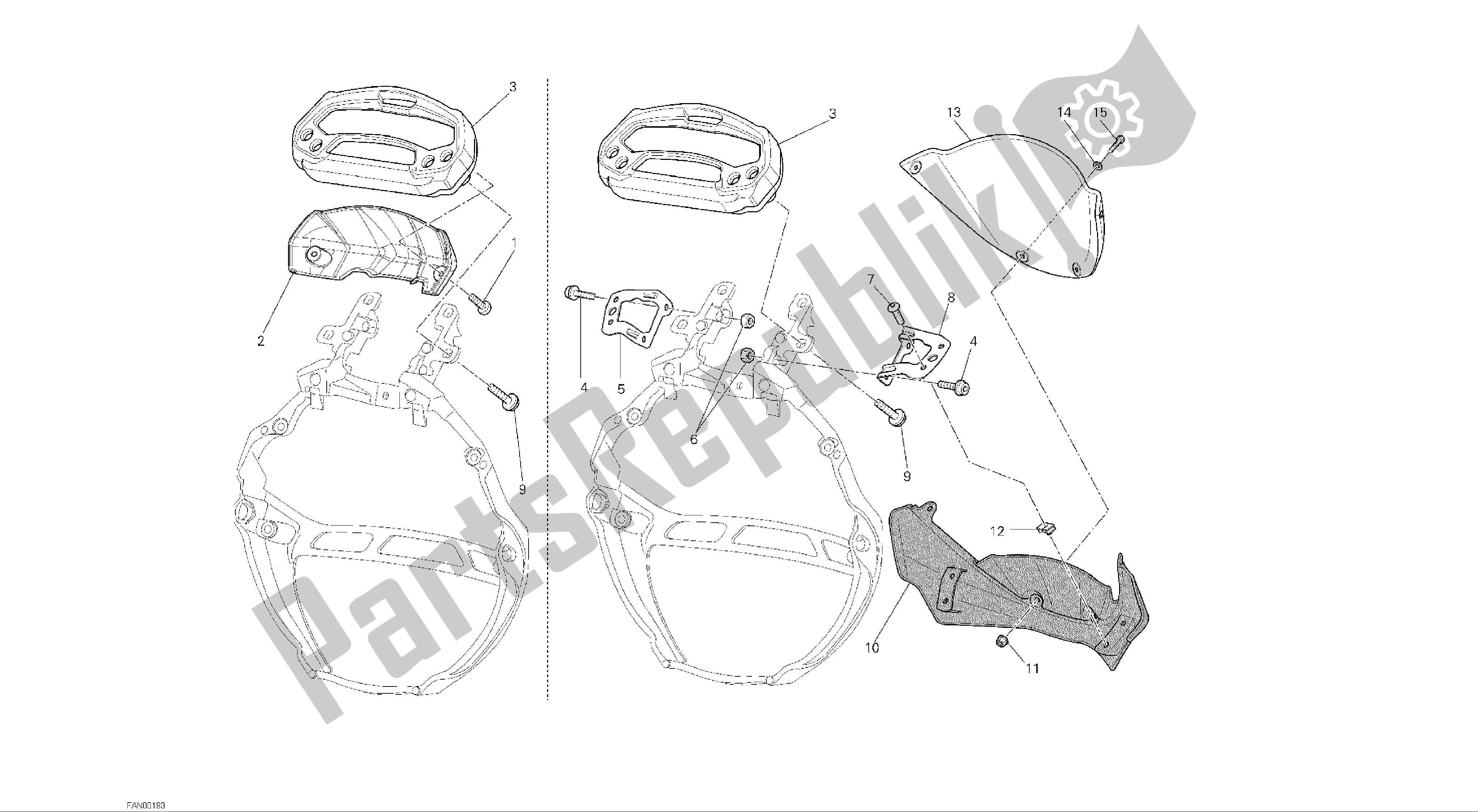 Todas las partes para Dibujo 021 - Metro [mod: M696 Abs, M696 + Abs; Xst: Aus, Eur, Jap] Grupo Eléctrico de Ducati Monster ABS 696 2014