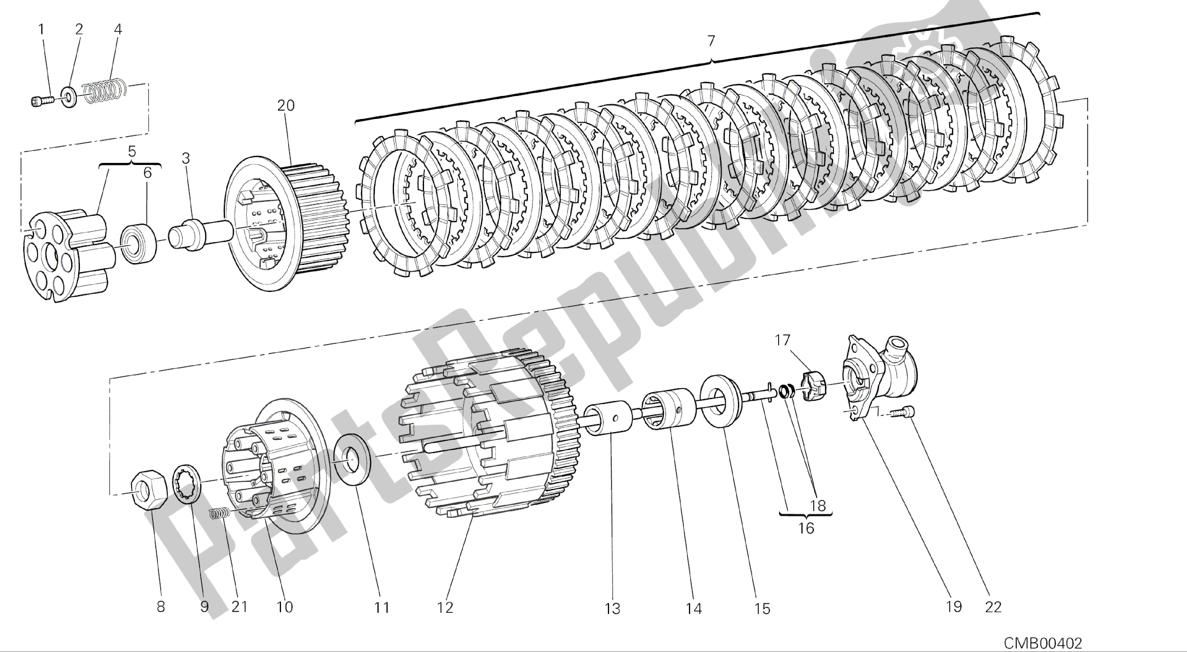 Todas as partes de Desenho 004 - Embreagem [mod: M696 Abs, M696 + Abs; Xst: Aus, Eur, Jap] Motor De Grupo do Ducati Monster ABS 696 2014