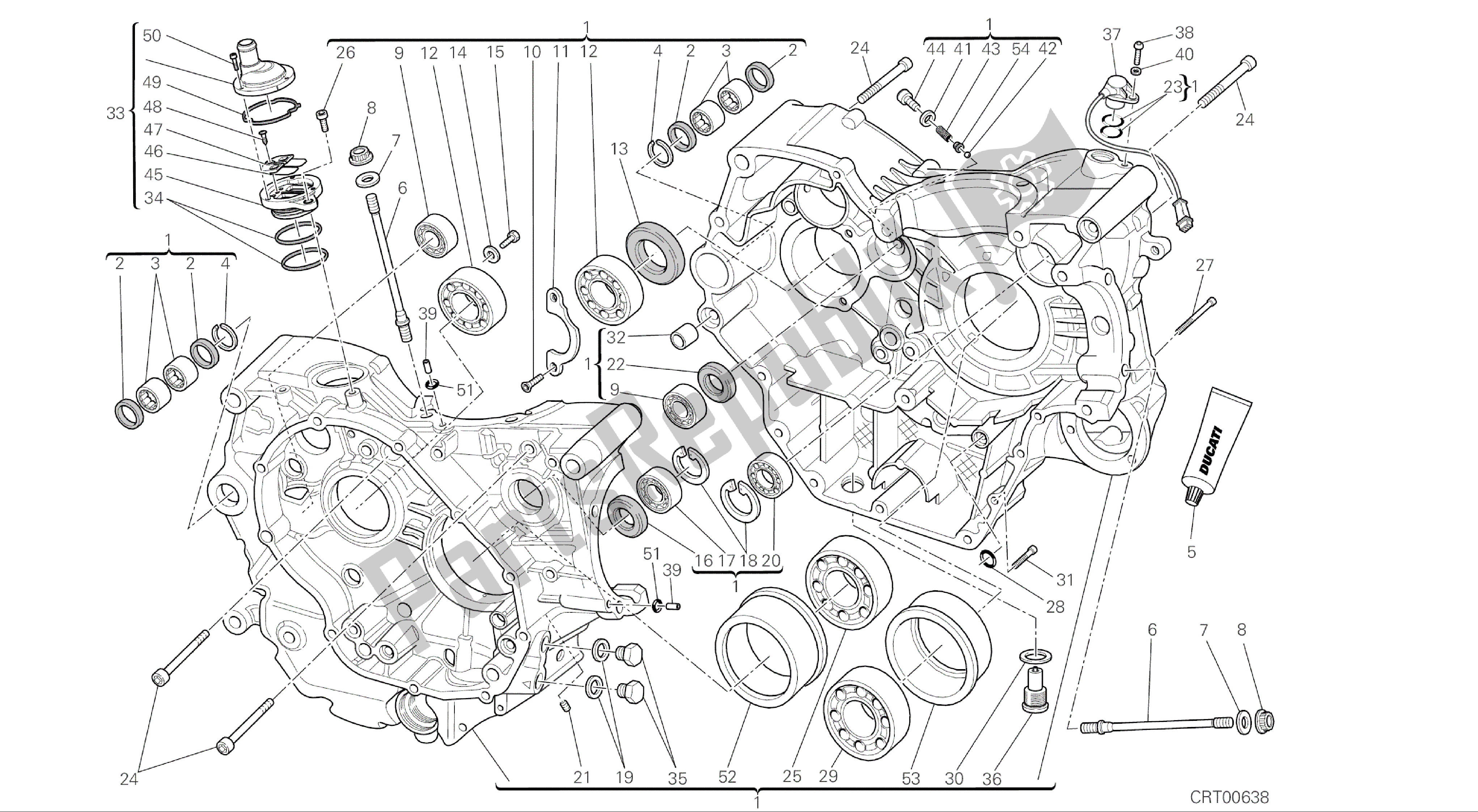 Alle onderdelen voor de Tekening 010 - Carter [mod: M696 Abs, M696 + Abs; Xst: Aus, Eur, Jap] Groepsmotor van de Ducati Monster ABS 696 2014