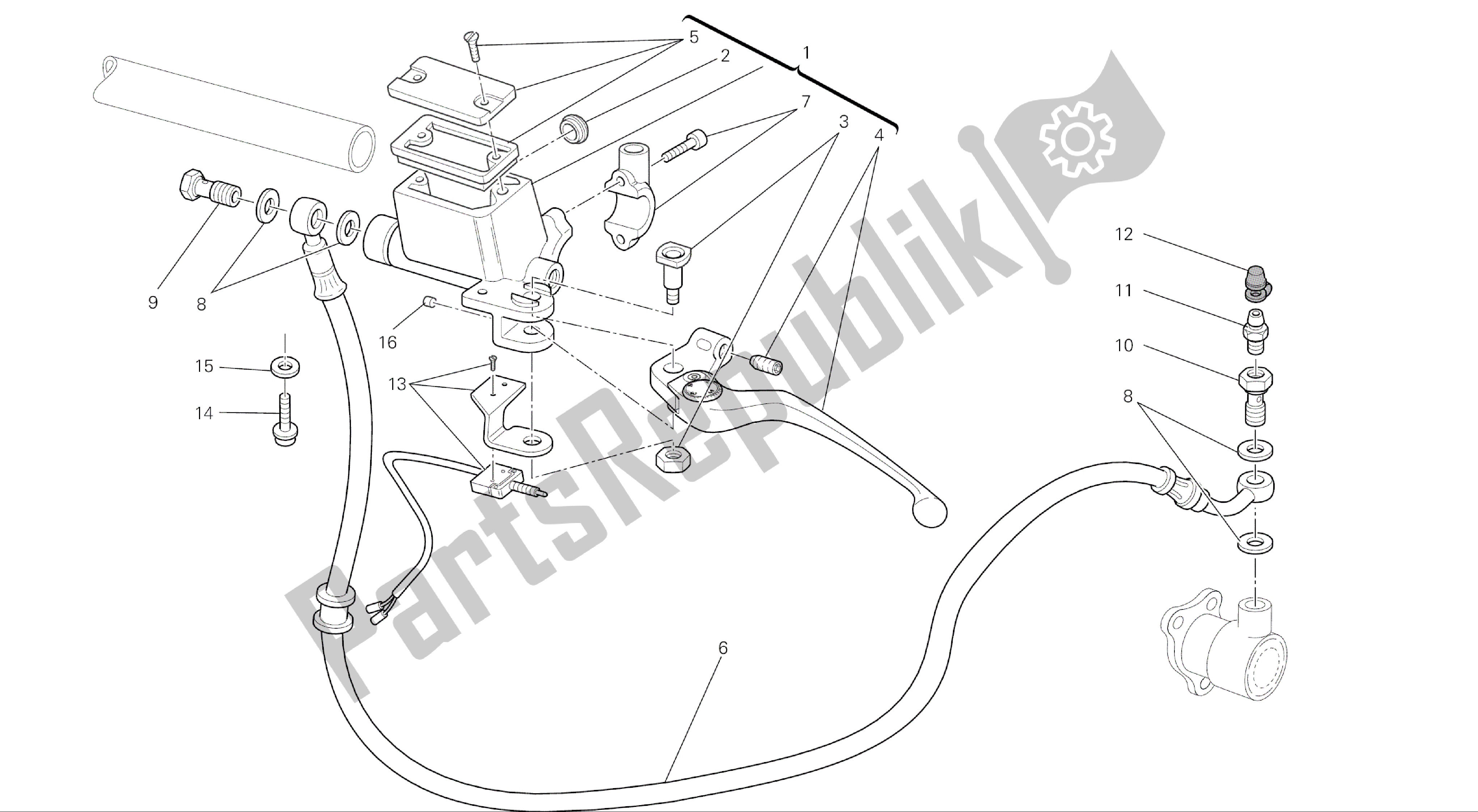 All parts for the Drawing 027 - Clutch Master Cylinder [mod:m696abs,m696+abs;xst:aus,eur,jap]group Frame of the Ducati Monster ABS 696 2014