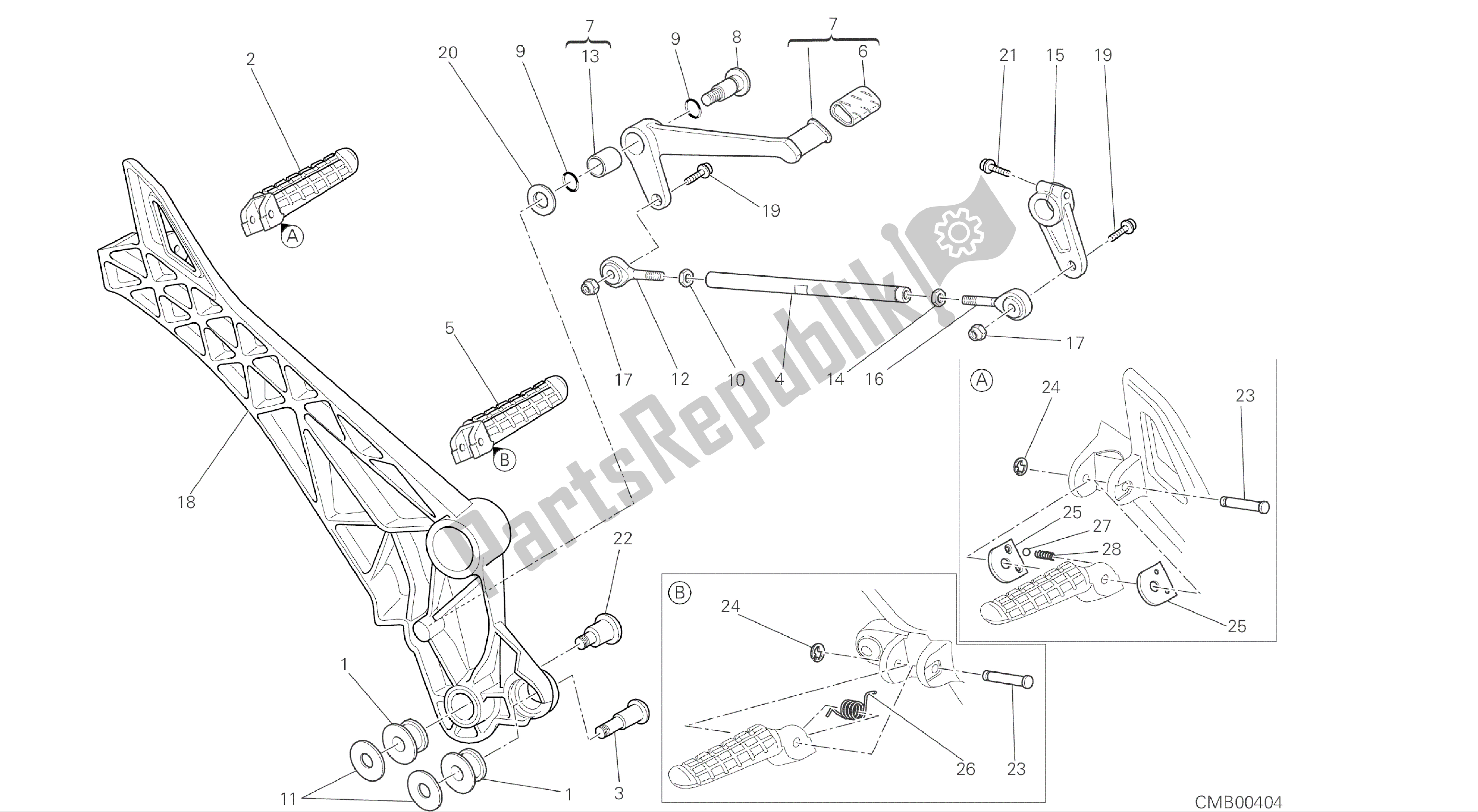 Todas las partes para Dibujo 031 - Reposapiés, Izquierda [mod: M696 Abs, M696 + Abs; Xst: Aus, Eur, Jap] Frame Group de Ducati Monster ABS 696 2014