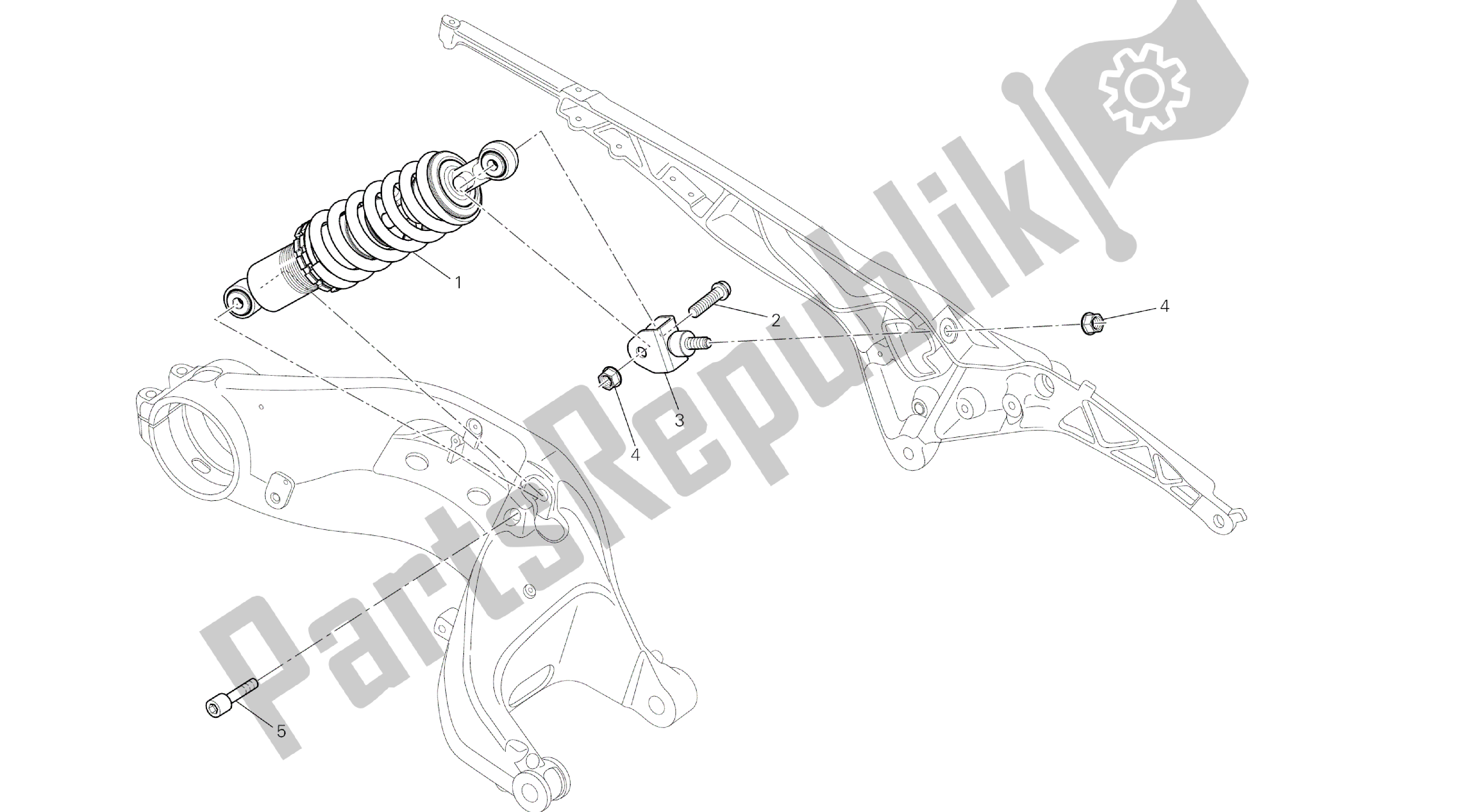 Todas las partes para Dibujo 033 - Amortiguador Trasero [mod: M796 Abs; Xst: Marco De Grupo Aus, Bra, Eur, Jap, Twn] de Ducati Monster ABS 796 2014