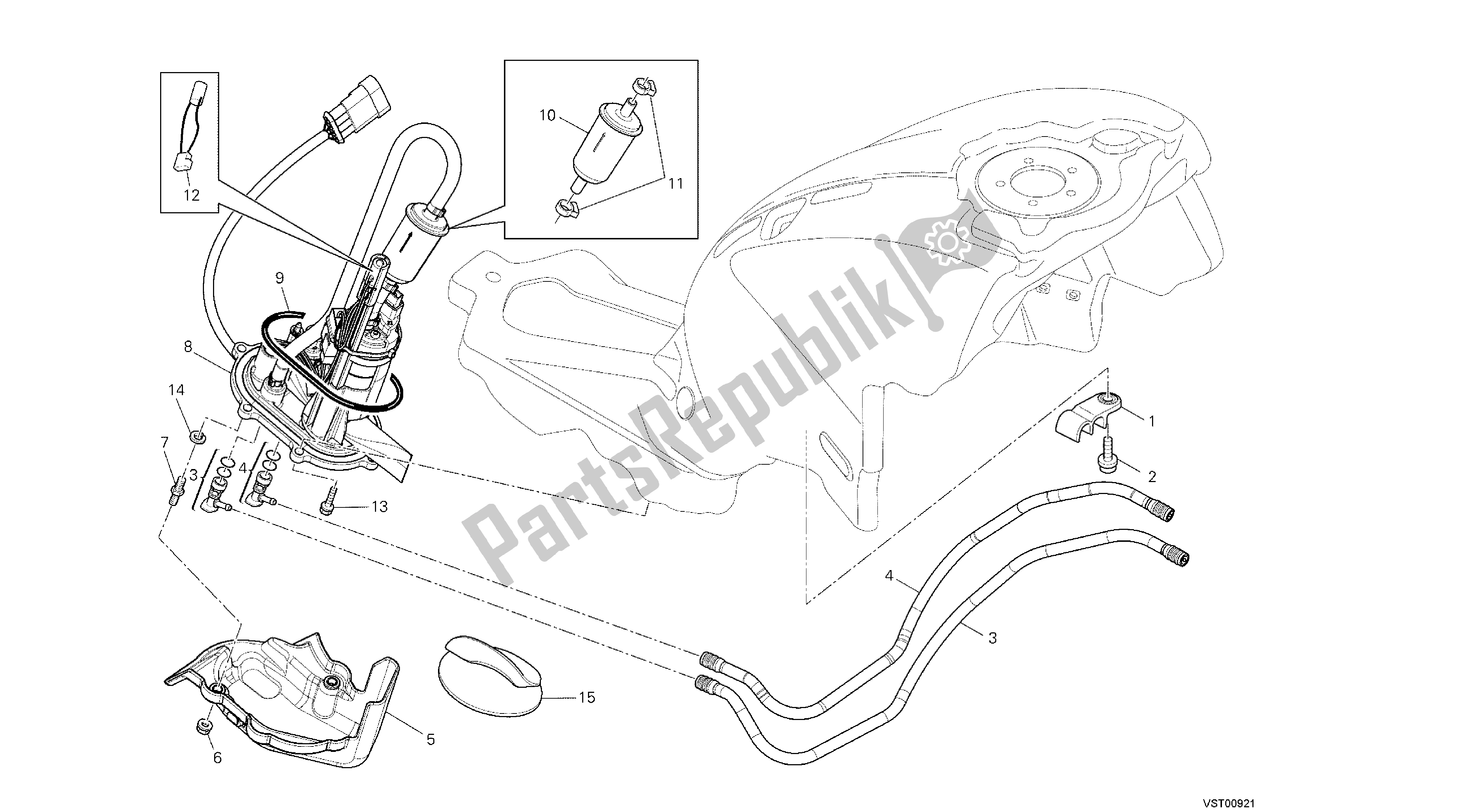 Wszystkie części do Rysunek 036 - Pompa Paliwa [mod: M796 Abs; Xst: Aus, Bra, Eur, Jap, Twn] Grupa Ramka Ducati Monster ABS 796 2014