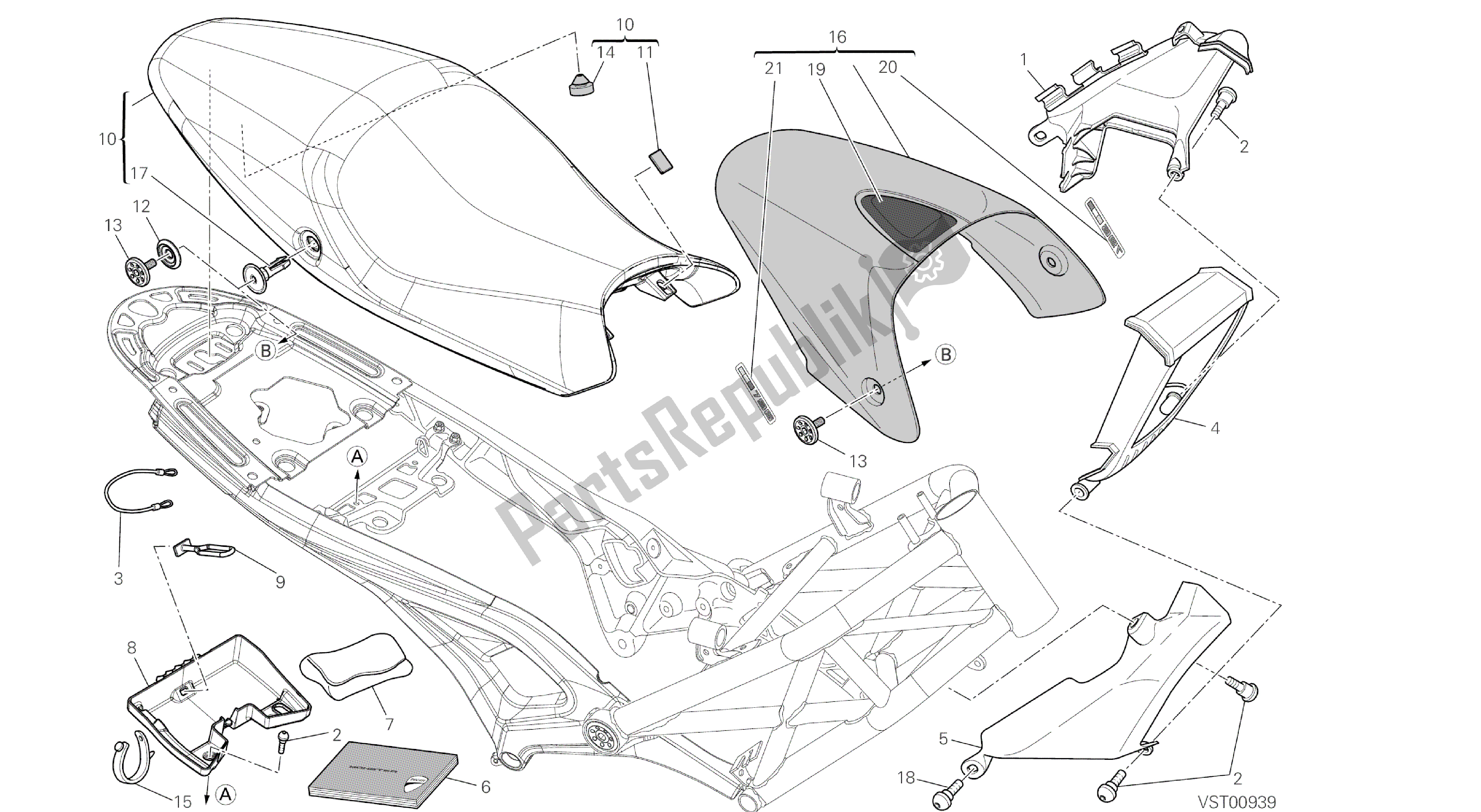 Tutte le parti per il Disegno 037 - Struttura Del Gruppo [mod: M796 Abs; Xst: Twn] del Ducati Monster ABS 796 2014