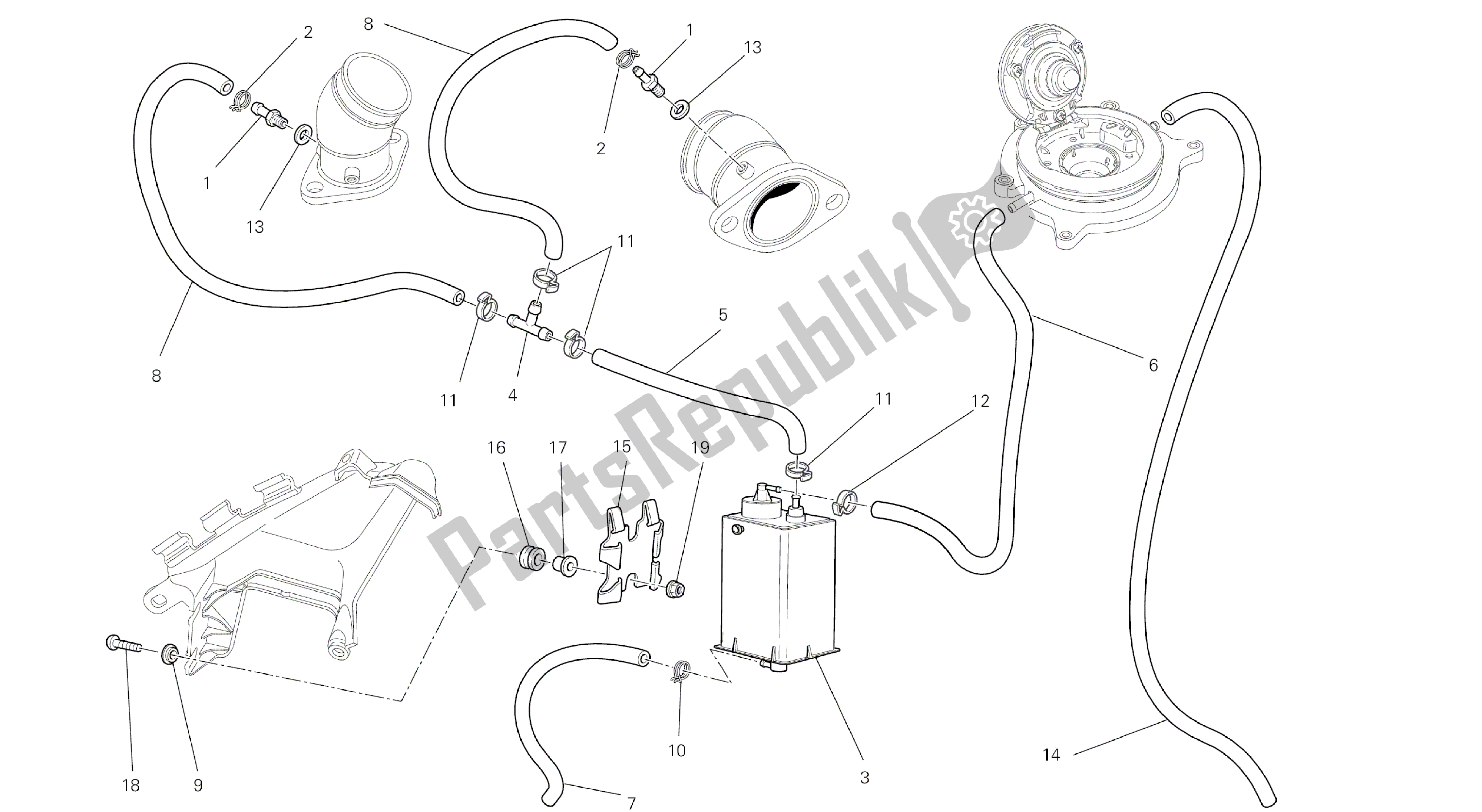 Alle onderdelen voor de Tekening 040 - Busfilter [mod: M796 Abs; Xst: Twn] Groepsframe van de Ducati Monster ABS 796 2014