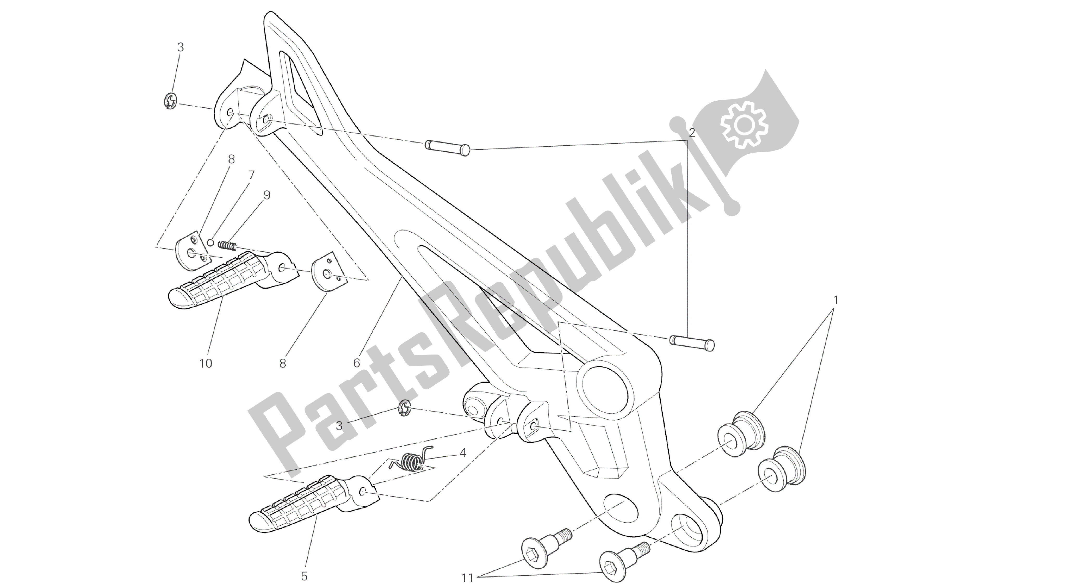 Todas las partes para Dibujo 31a - Reposapiés, Derecha [mod: M796 Abs; Xst: Aus, Bra, Eur, Jap, Twn] Frame Group de Ducati Monster ABS 796 2014