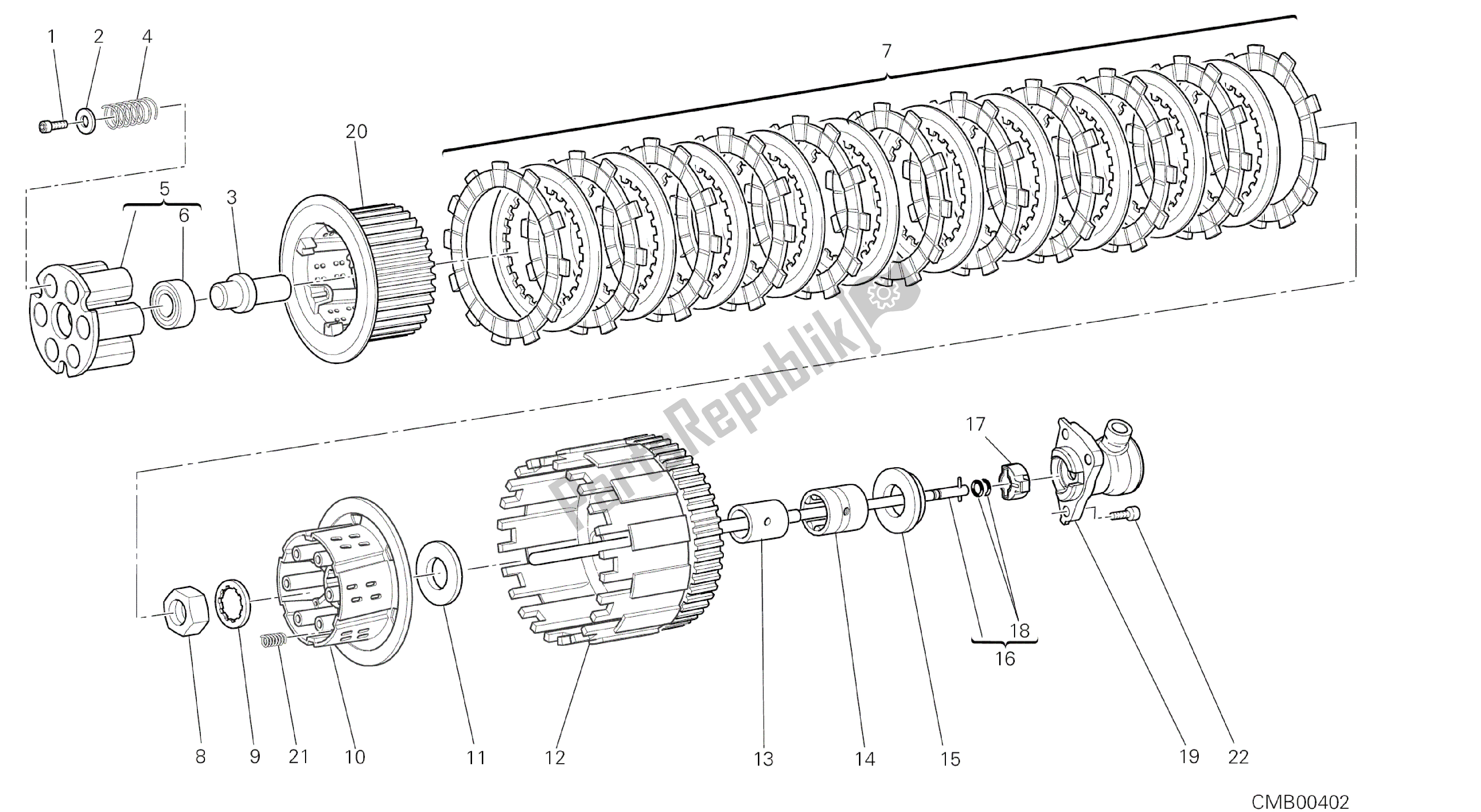 Todas las partes para Dibujo 004 - Embrague [mod: M796 Abs; Xst: Aus, Bra, Eur, Jap, Twn] Motor De Grupo de Ducati Monster ABS 796 2014