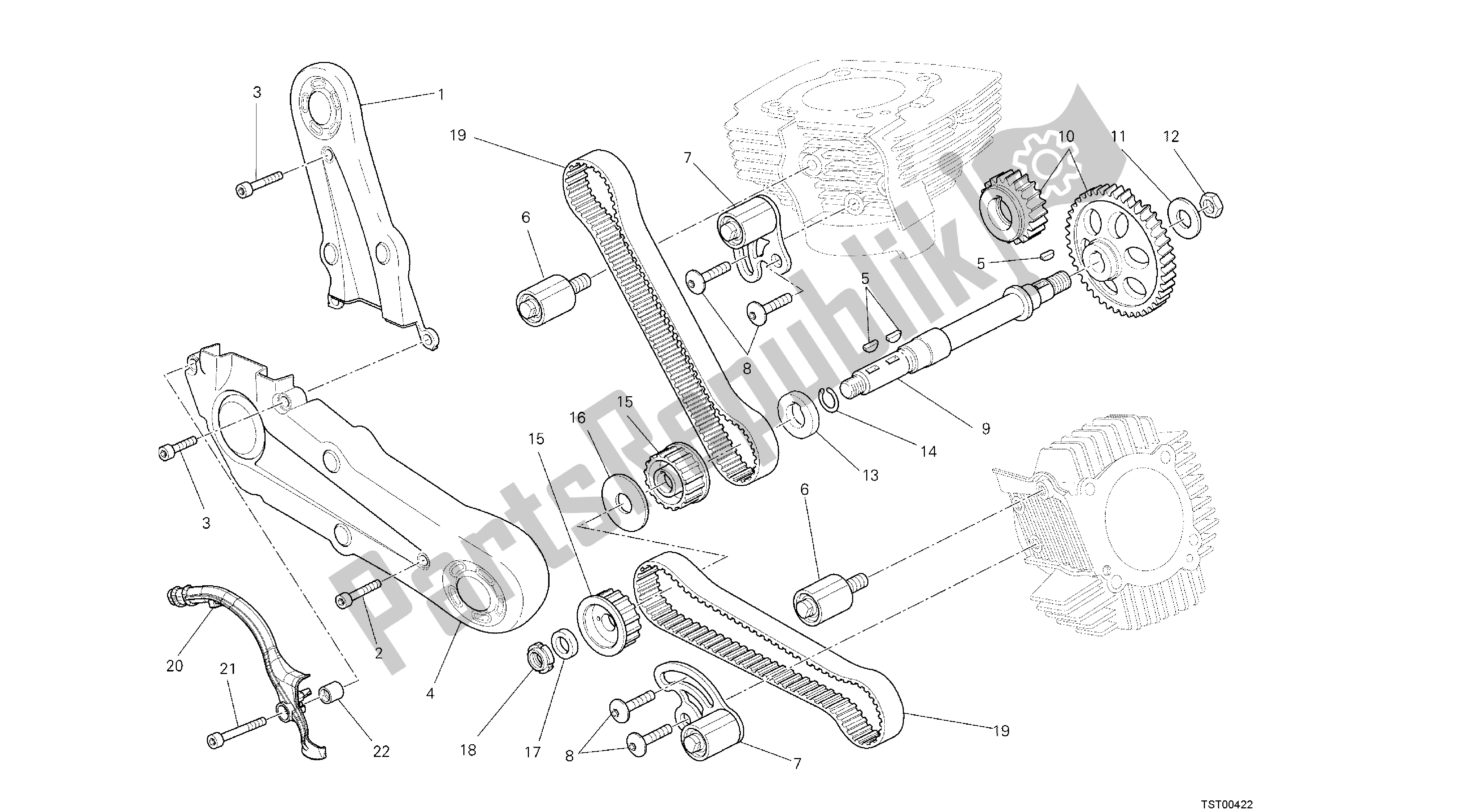 Tutte le parti per il Disegno 008 - Cinghia Dentata [mod: M796 Abs; Xst: Aus, Bra, Eur, Jap, Twn] Gruppo Motore del Ducati Monster ABS 796 2014