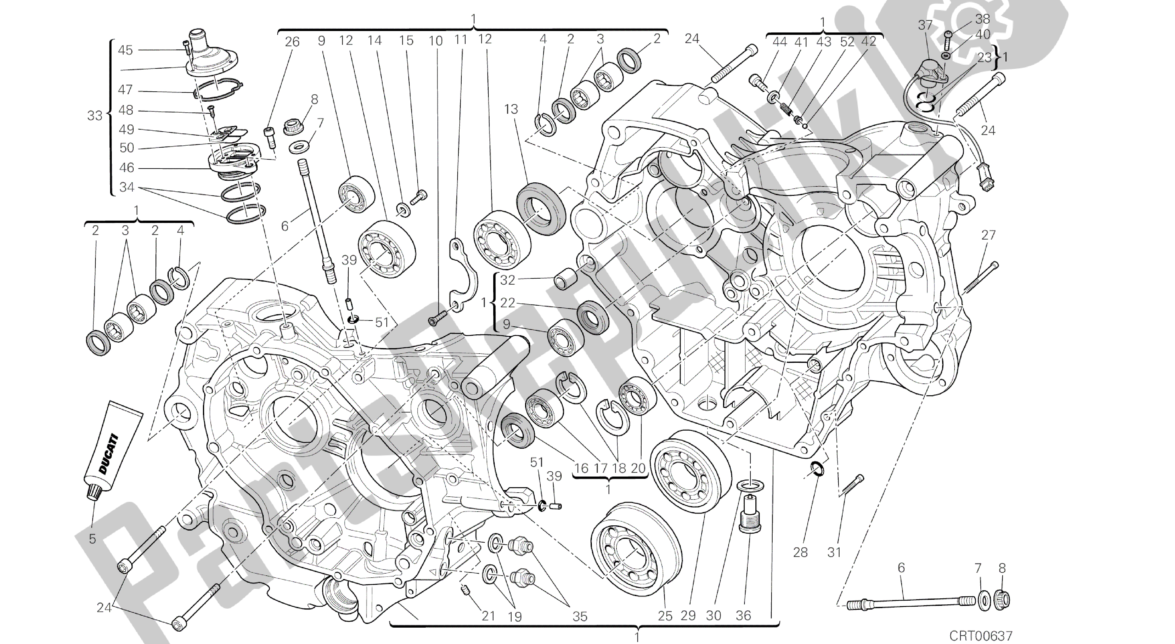 Alle onderdelen voor de Tekening 010 - Carter [mod: M796 Abs; Xst: Aus, Bra, Eur, Jap, Twn] Groepsmotor van de Ducati Monster ABS 796 2014