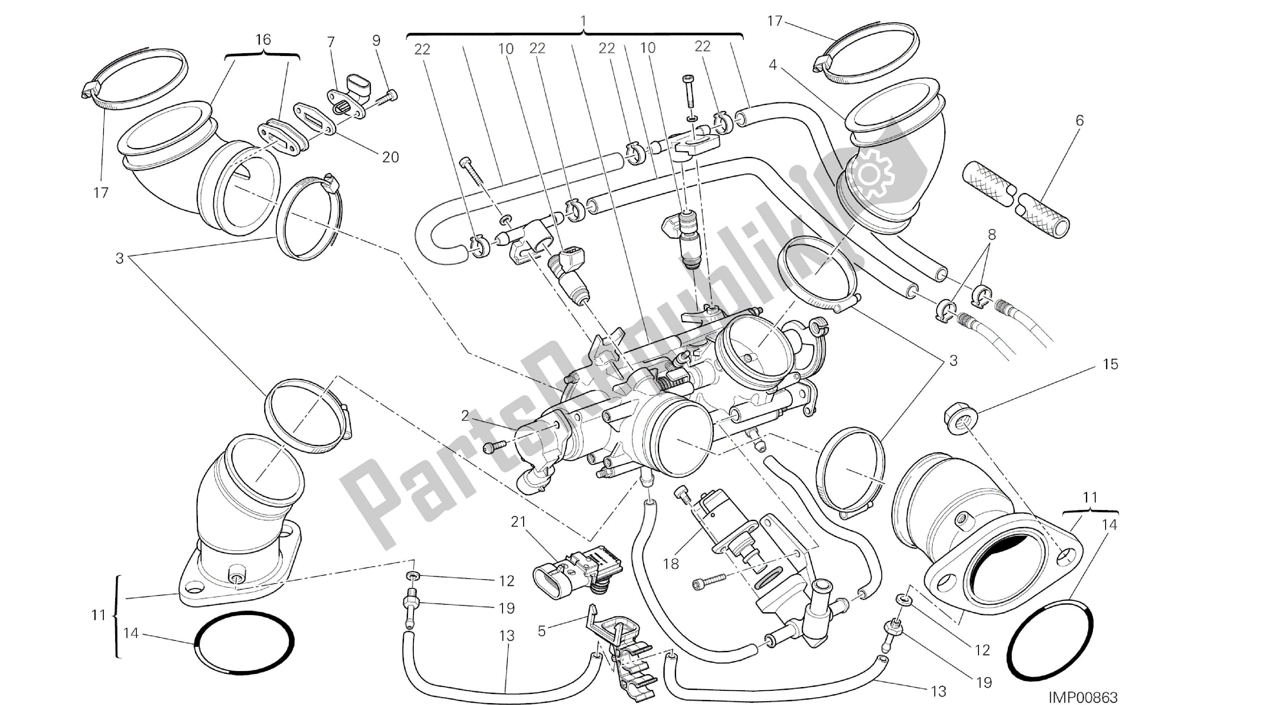 Todas las partes para Dibujo 016 - Cuerpo Del Acelerador [mod: M796 Abs; Xst: Twn] Motor De Grupo de Ducati Monster ABS 796 2014