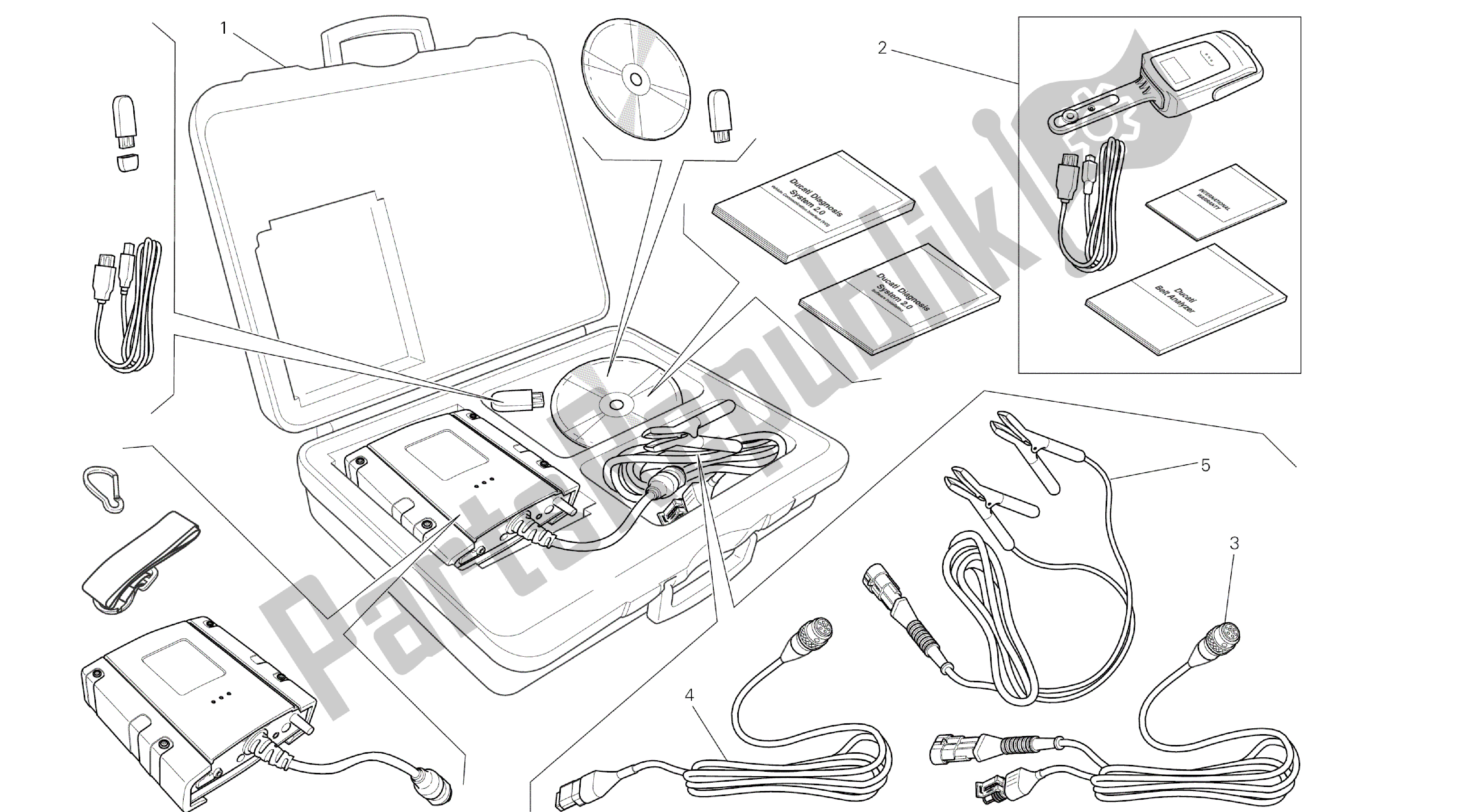 Todas las partes para Dibujo 01b - Dds (2) Probador [mod: M796 Abs; Xst: Aus, Bra, Eur, Jap, Twn] Herramientas De Grupo de Ducati Monster ABS 796 2014