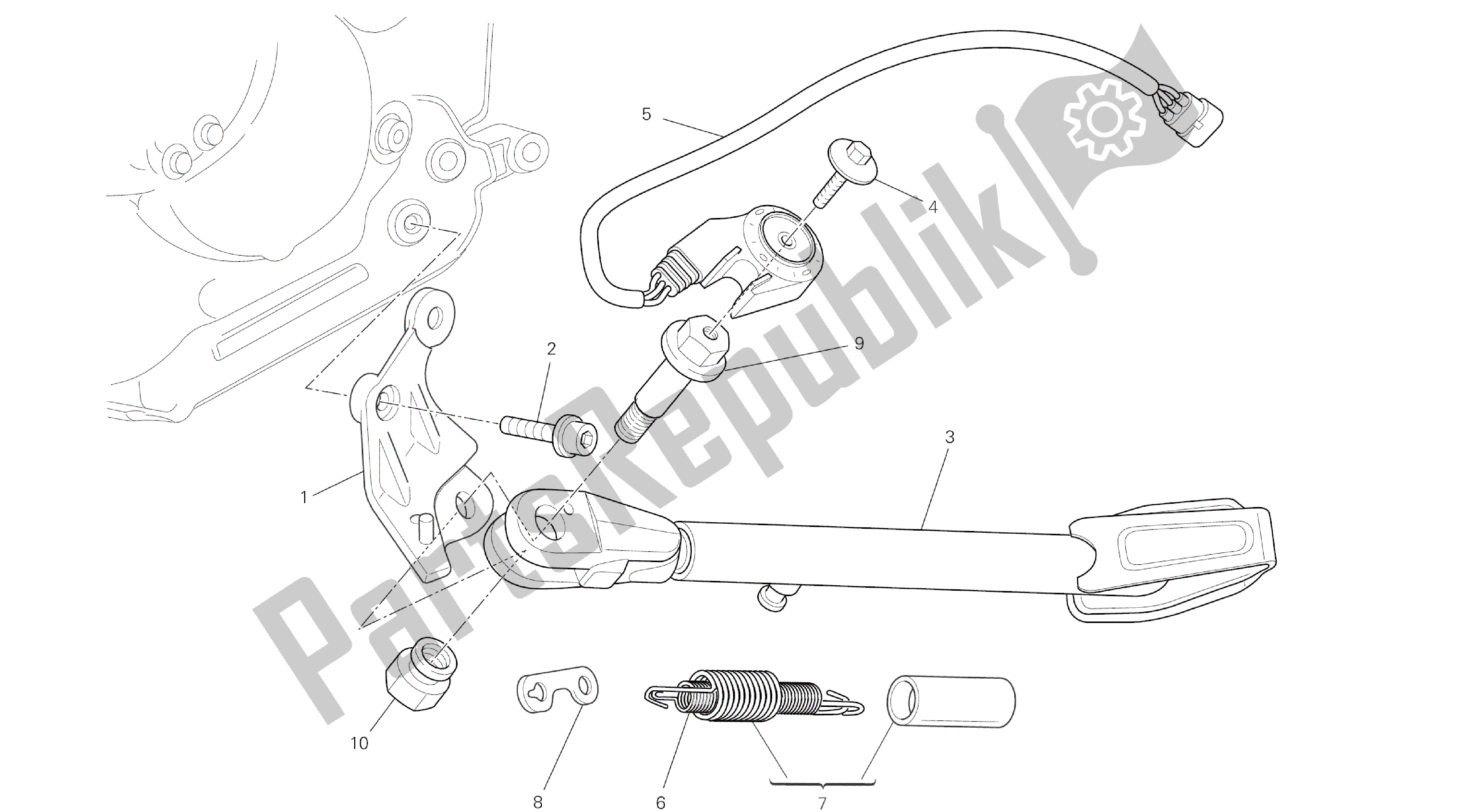 Alle onderdelen voor de Tekening 017 - Zijstandaard [mod: M796 Abs; Xst: Aus, Bra, Eur, Jap, Twn] Groepsframe van de Ducati Monster ABS 796 2014