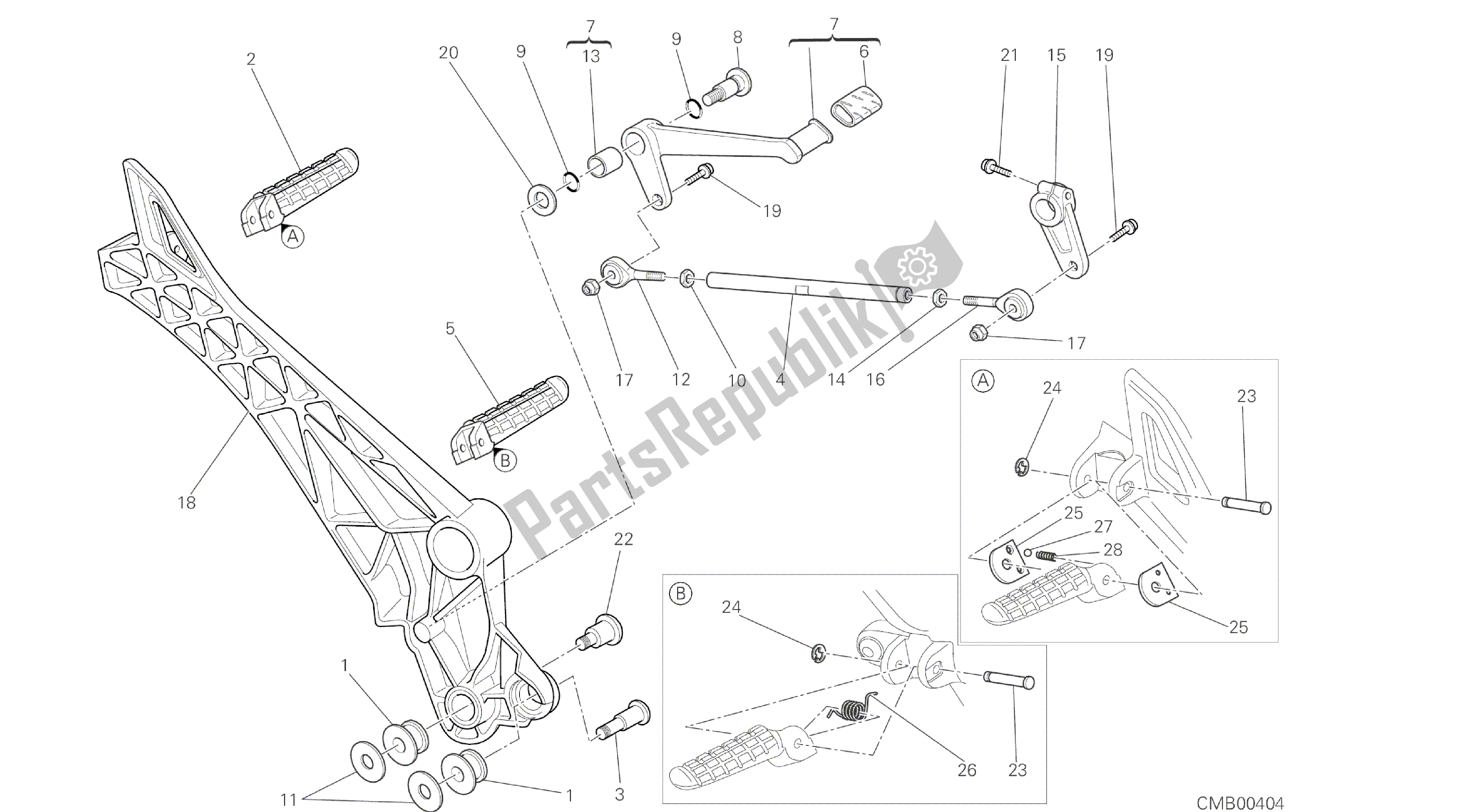 Tutte le parti per il Disegno 031 - Poggiapiedi, Sinistra [mod: M796 Abs; Xst: Aus, Bra, Eur, Jap, Twn] Cornice Di Gruppo del Ducati Monster ABS 796 2014