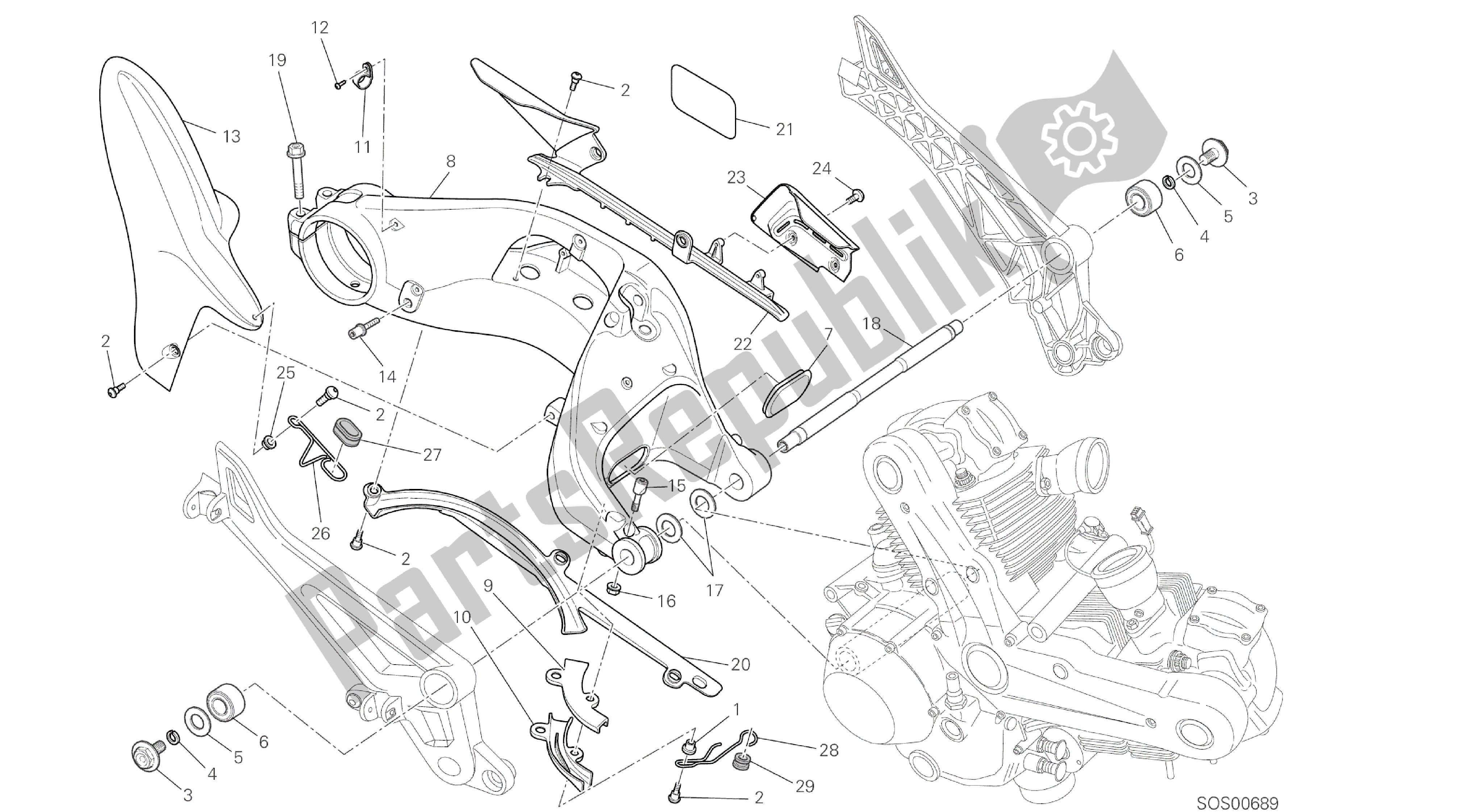 Alle onderdelen voor de Tekening 032 - Zwenkarm [mod: M796 Abs; Xst: Aus] Groepsframe van de Ducati Monster ABS 796 2014