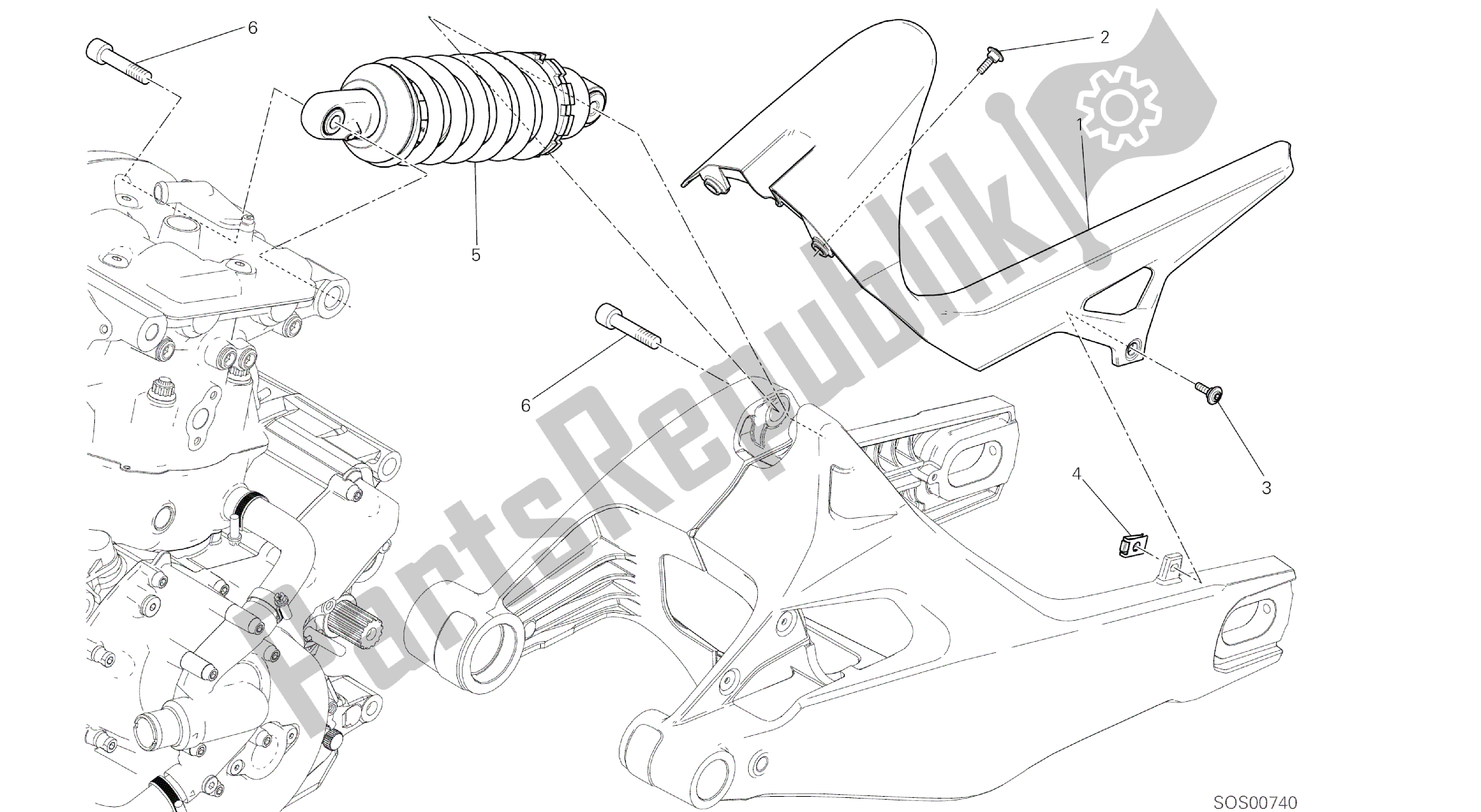Alle onderdelen voor de Tekening 028 - Sospensione Posteriore [mod: M 821] Groepsframe van de Ducati Monster 821 2014