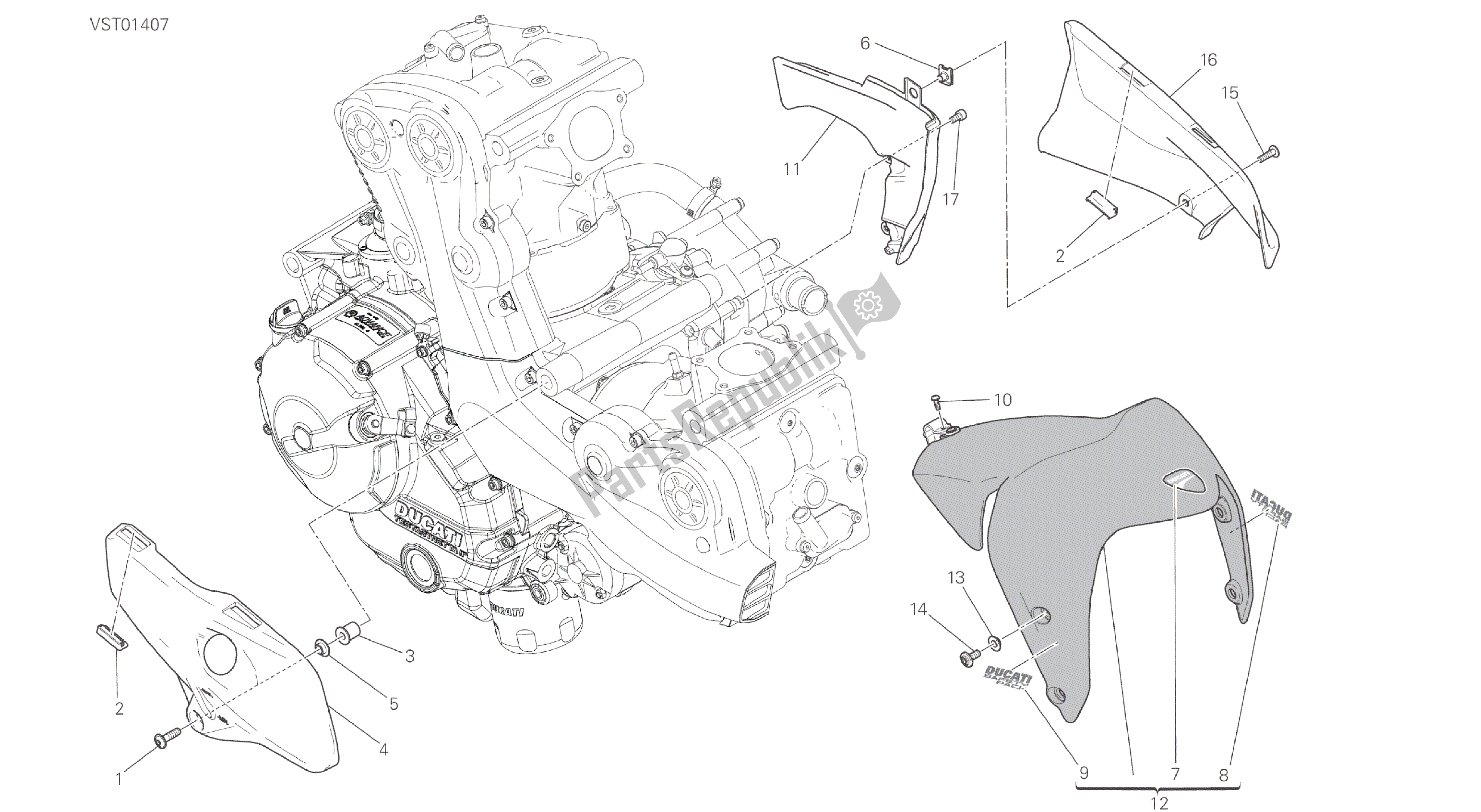 Alle onderdelen voor de Tekening 034 - Halve Kuip [mod: M 821] Groepsframe van de Ducati Monster 821 2014