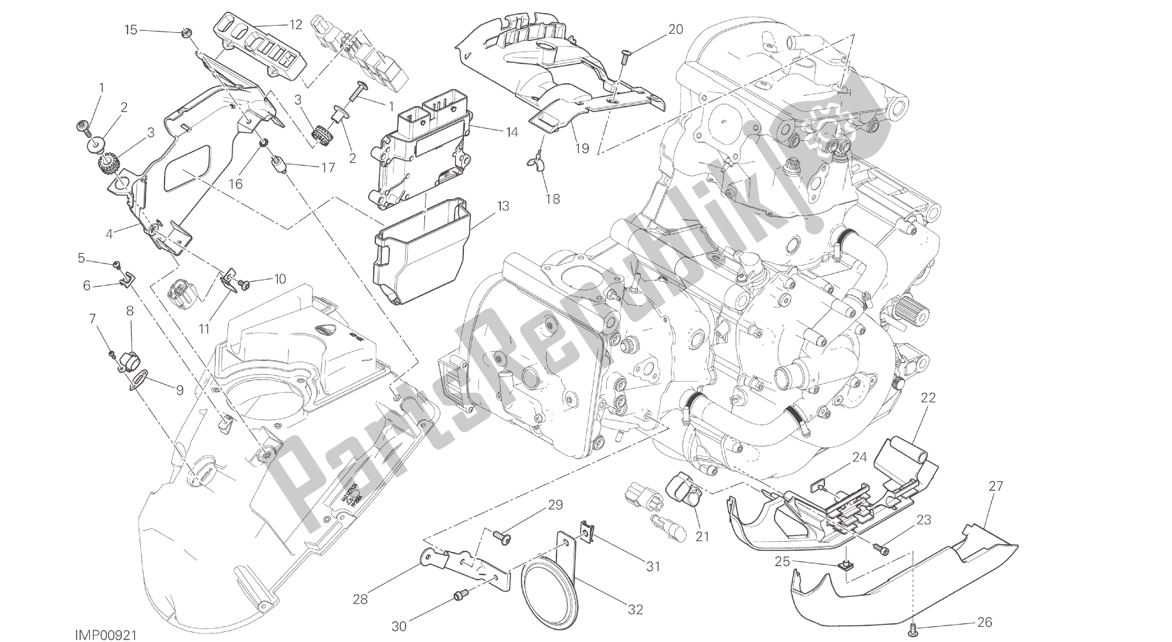 Todas las partes para Dibujo 18a - Unidad De Control Del Motor [mod: M 821] Grupo Eléctrico de Ducati Monster 821 2014