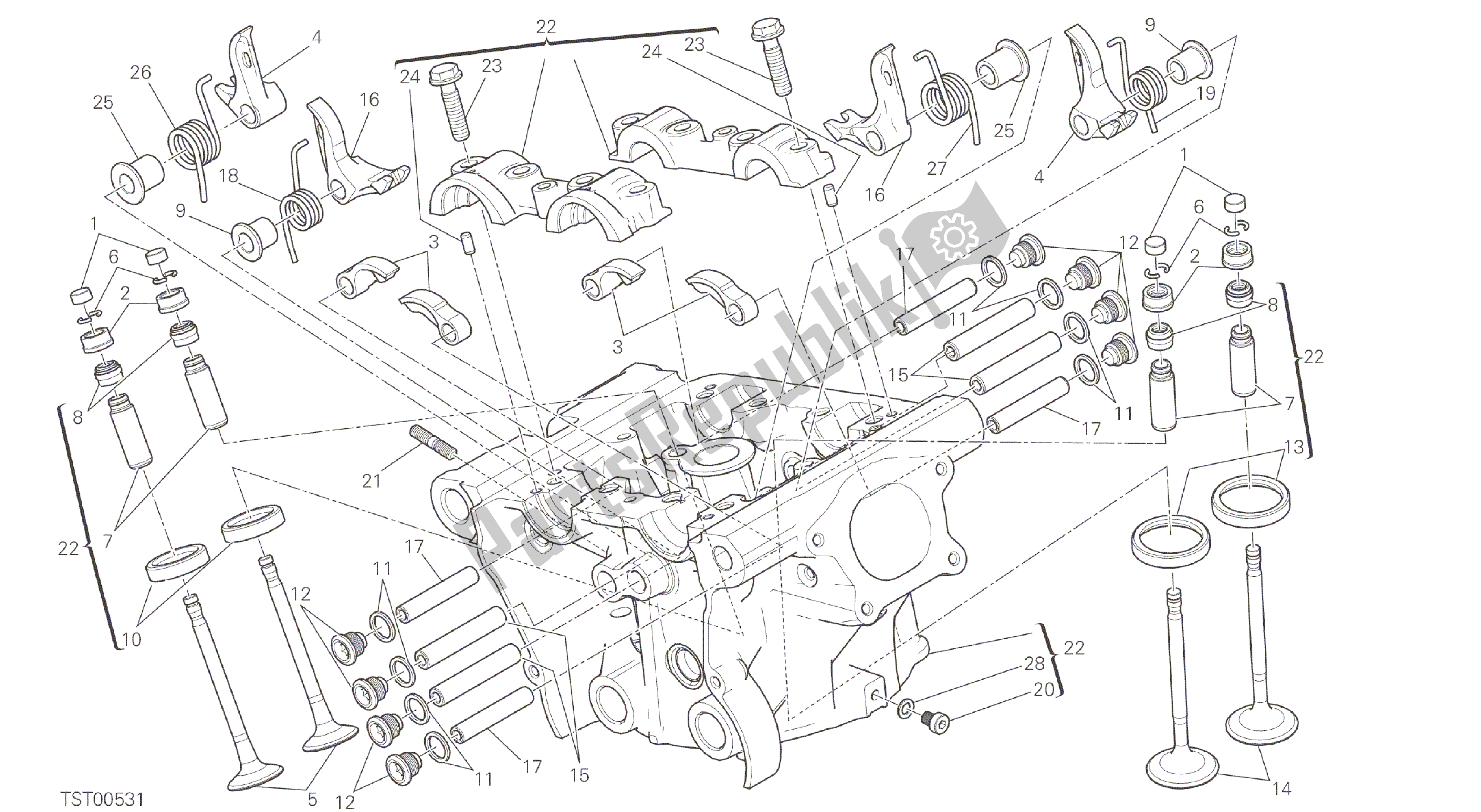 Alle onderdelen voor de Tekening 014 - Verticale Kop [mod: M 821] Groepsmotor van de Ducati Monster 821 2014