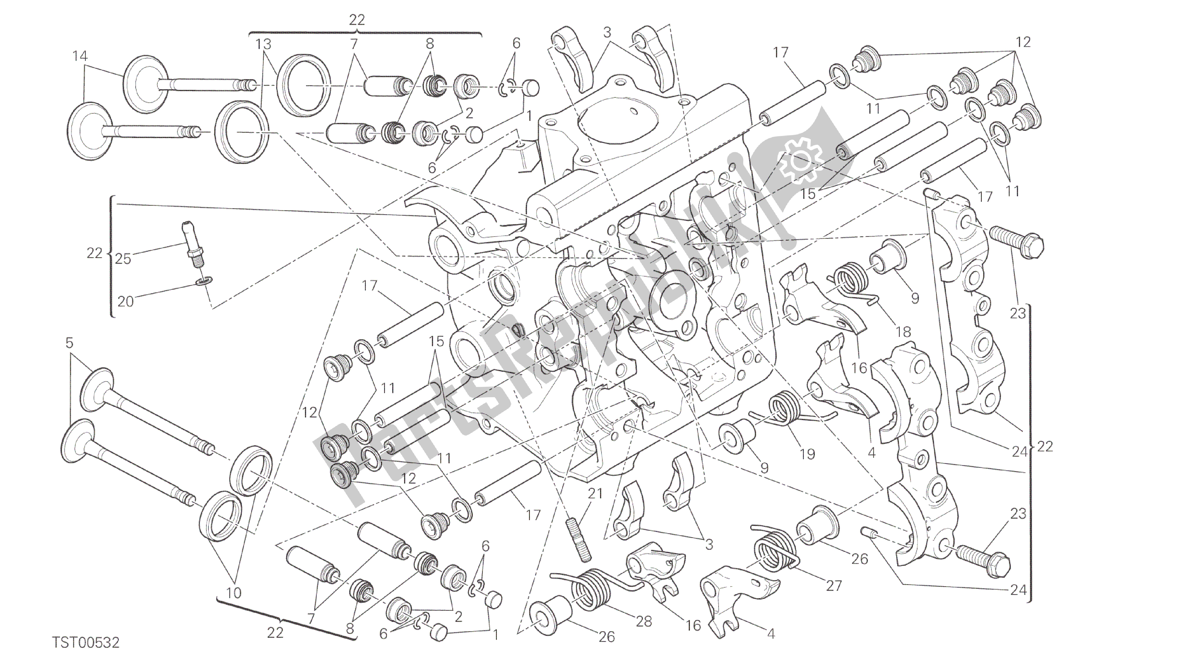 Alle onderdelen voor de Tekening 015 - Horizontale Kop [mod: M 821] Groepsmotor van de Ducati Monster 821 2014