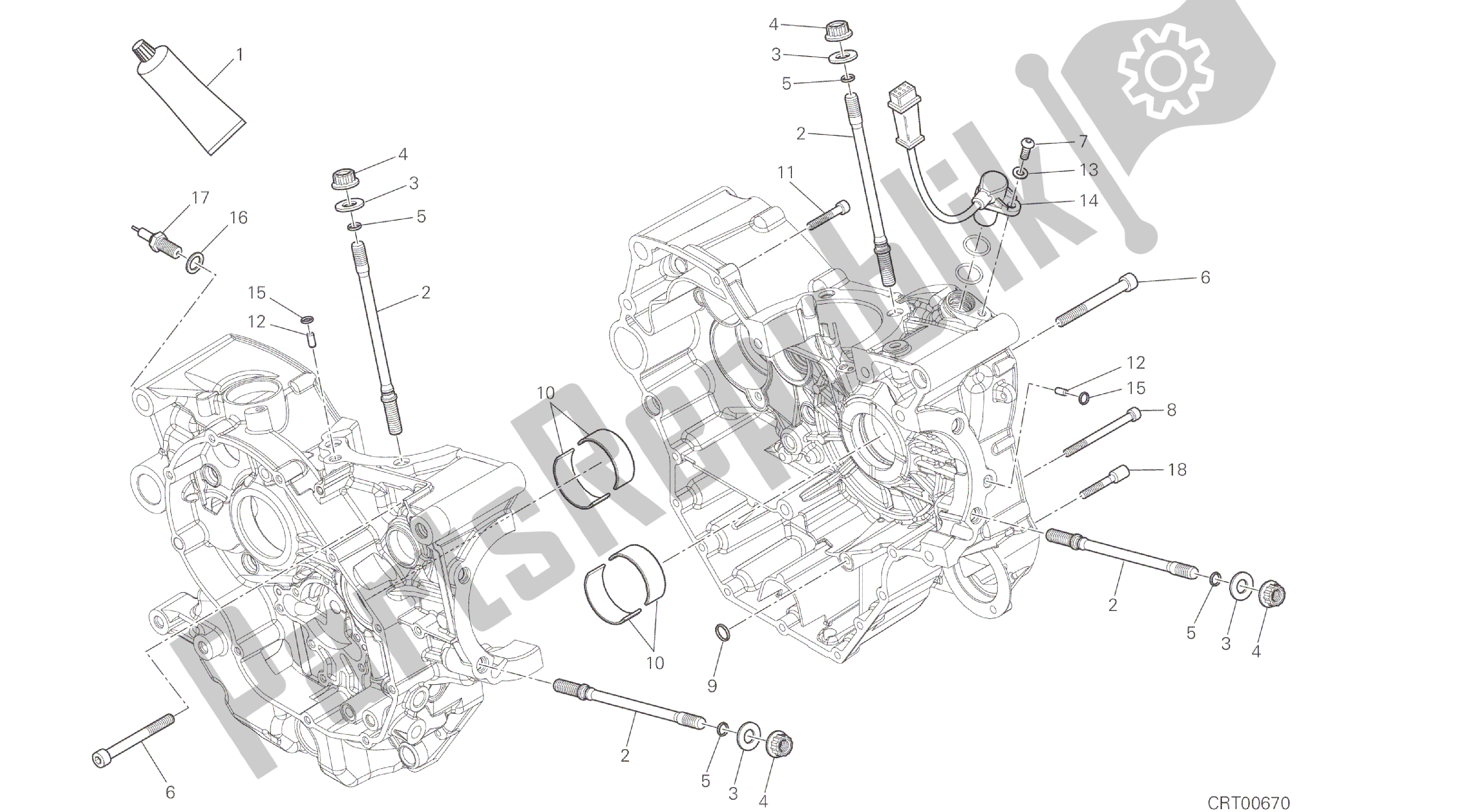 Alle onderdelen voor de Tekening 10a - Halve Carters Paar [mod: M 821] Groepsmotor van de Ducati Monster 821 2014